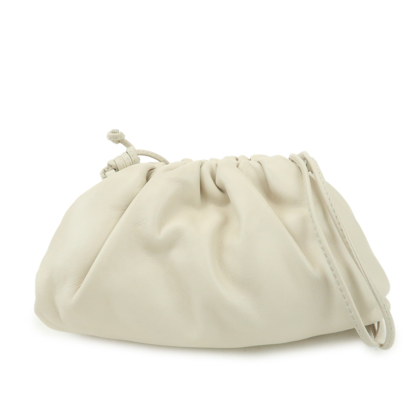 BOTTEGA VENETA Leather Mini The Pouch Shoulder Bag Ivory B08430507I