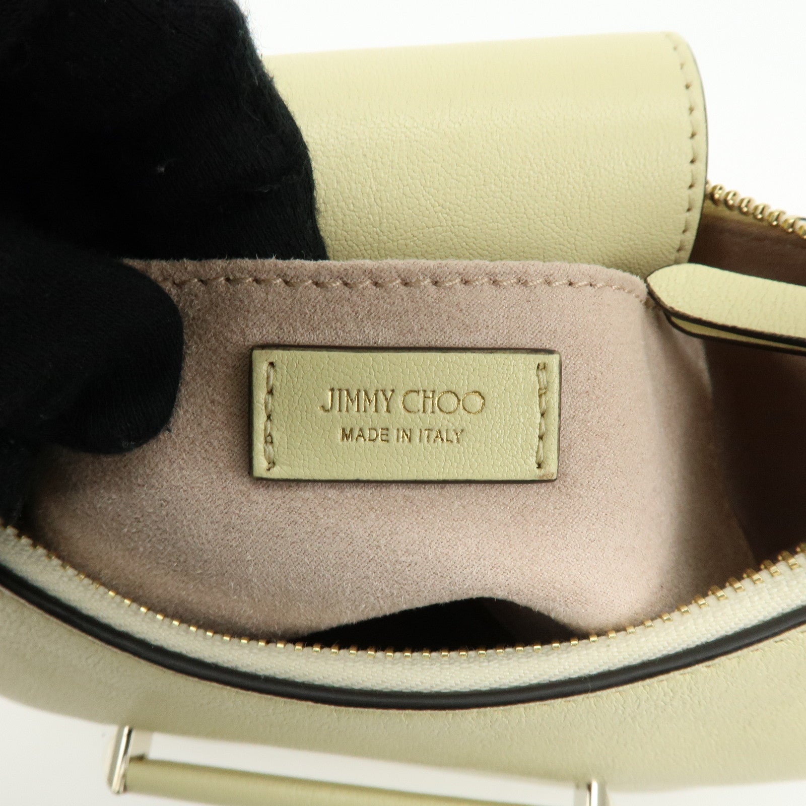 JIMMY CHOO Flap Leather Hand Bag Shoulder Bag Yellow Beige