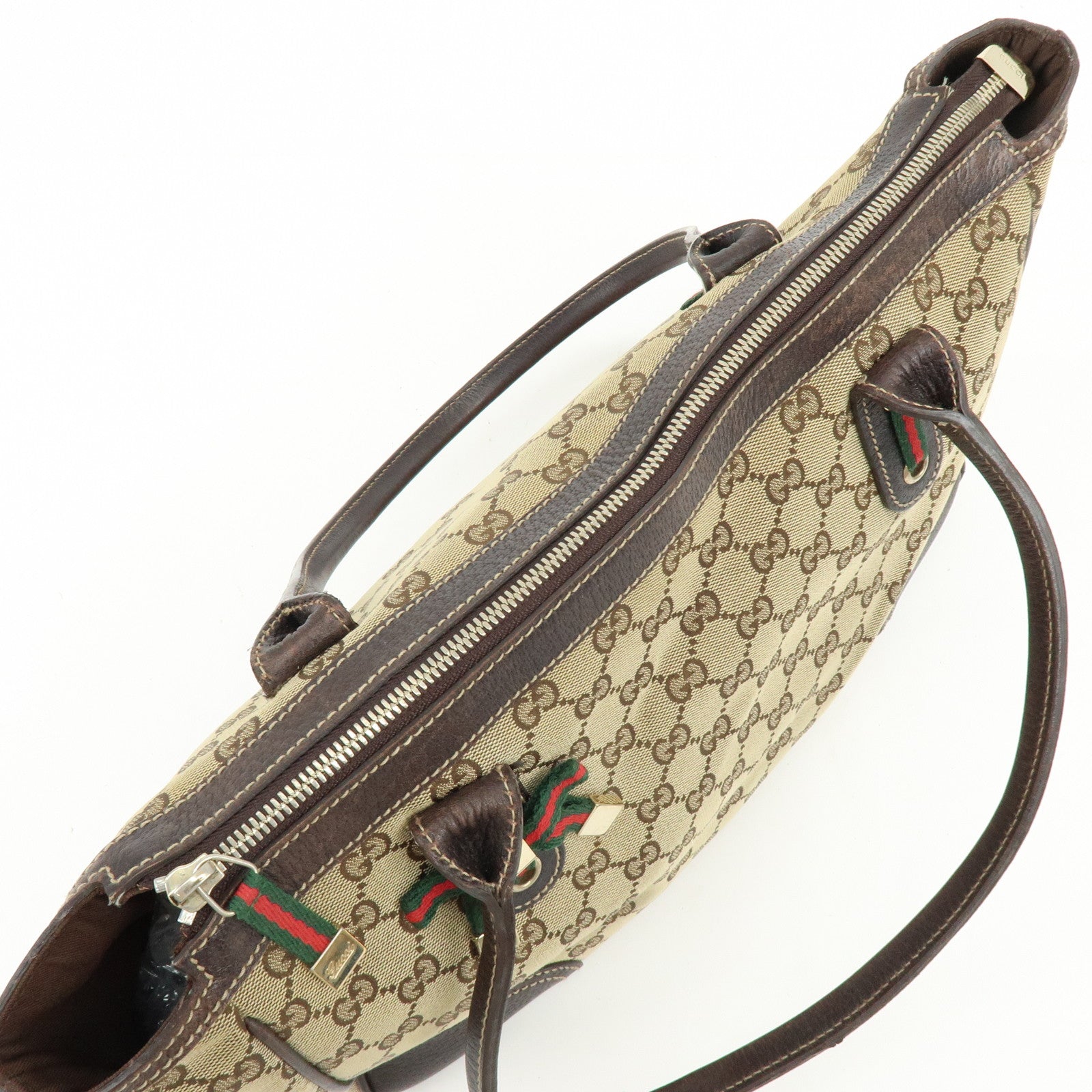 GUCCI Sherry Princy GG Canvas Leather Tote Bag Shoulder Bag 177052