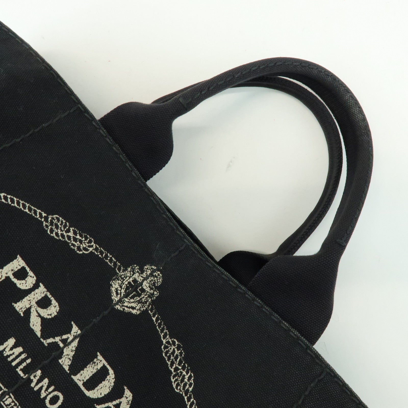 PRADA Triangle Logo Canapa Large Canvas Tote Bag Black B1872B