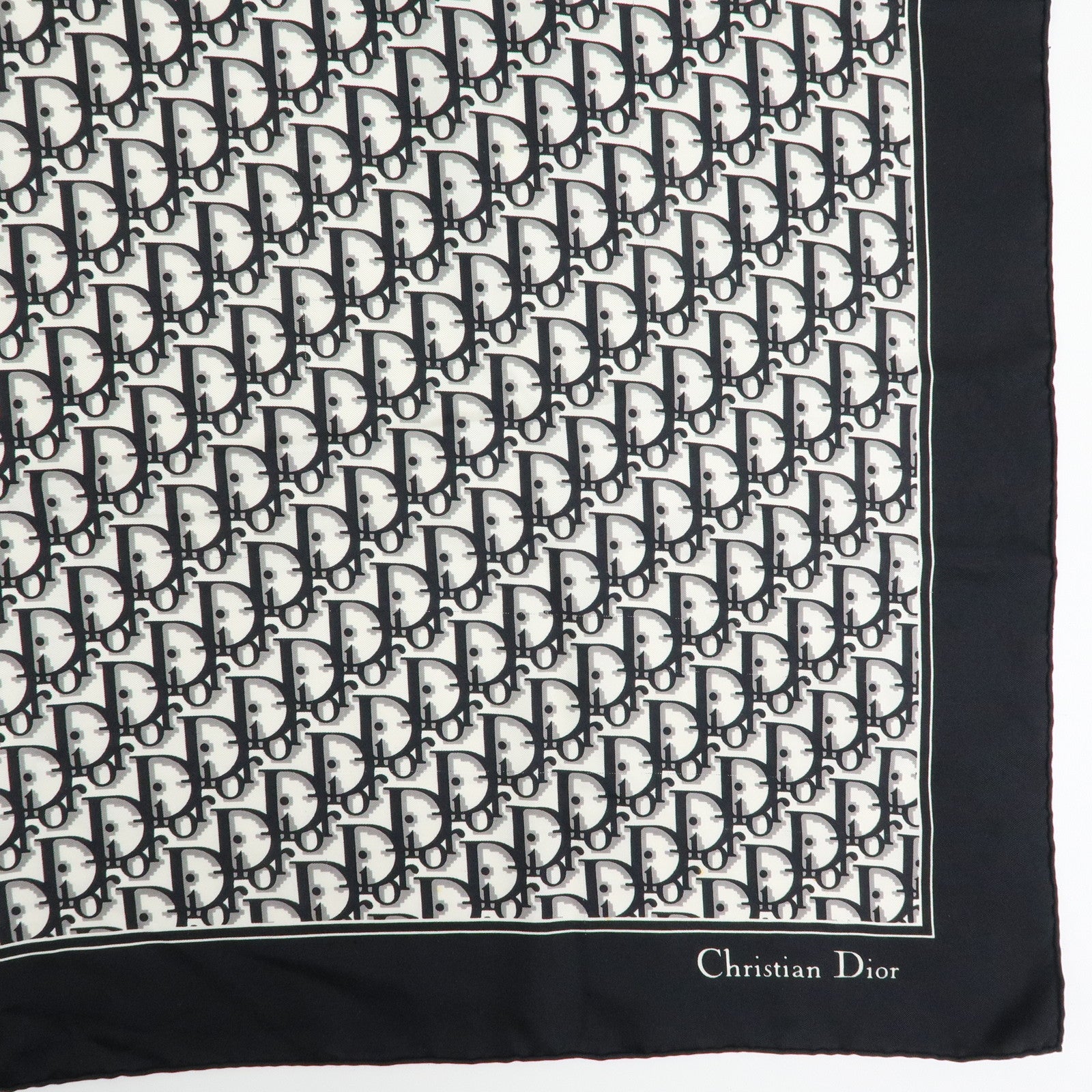 Christian Dior Trotter Silk 100% Scarf Black White