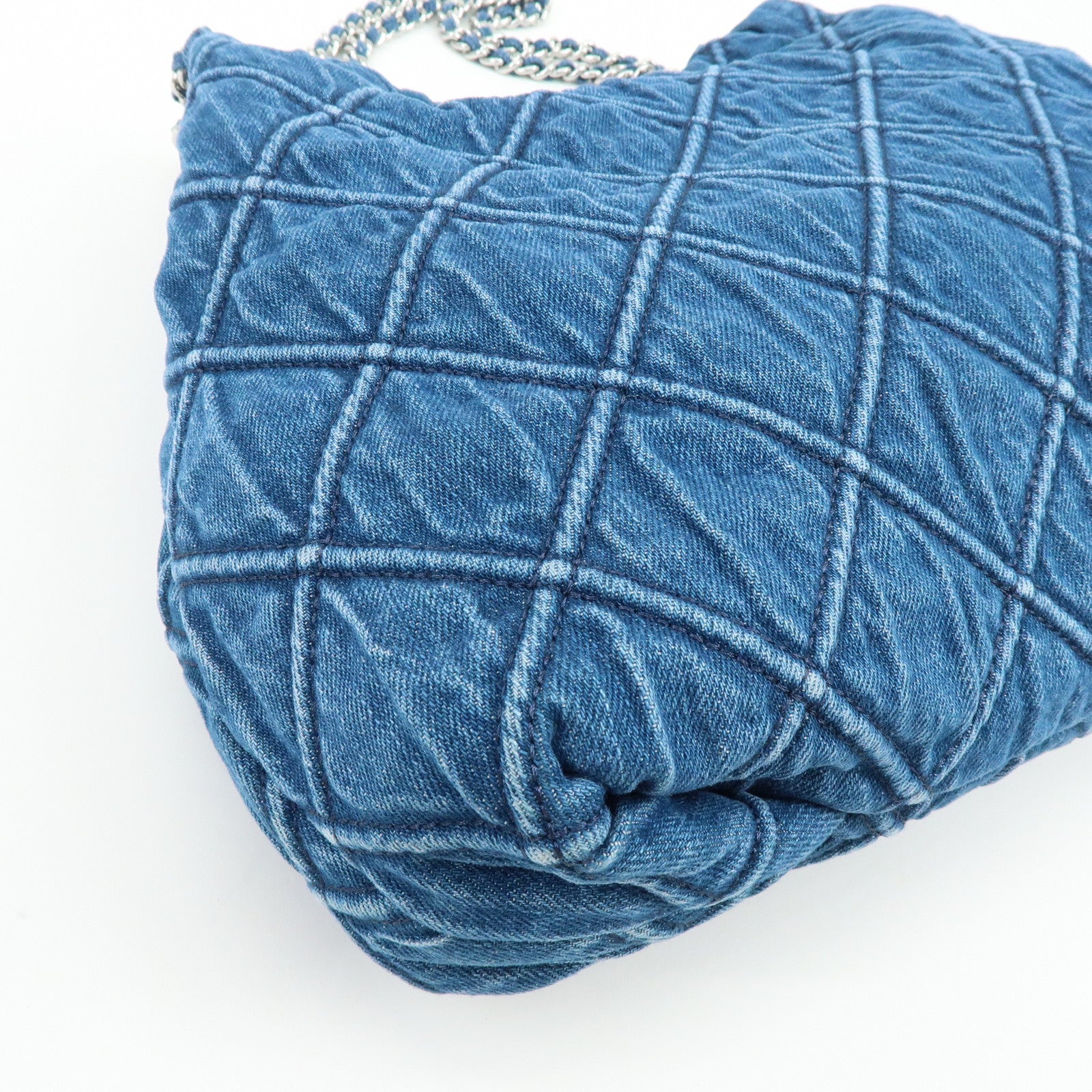 TORY BURCH Hobo Denim Chain Shoulder Bag Tote Bag Blue