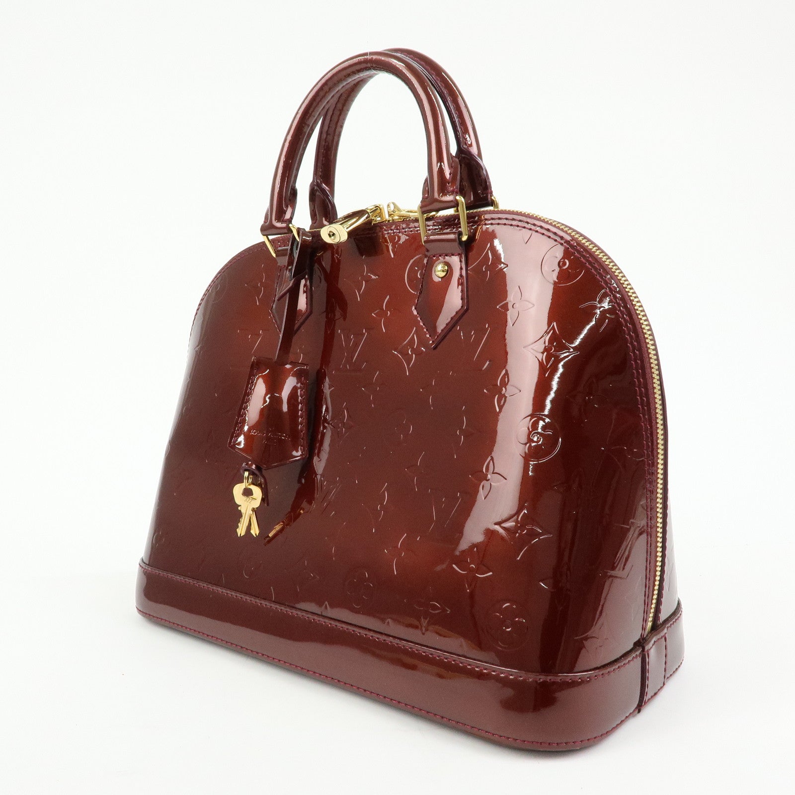 Louis Vuitton Monogram Vernis Alma PM Hand Bag Rouge Fauviste M91691