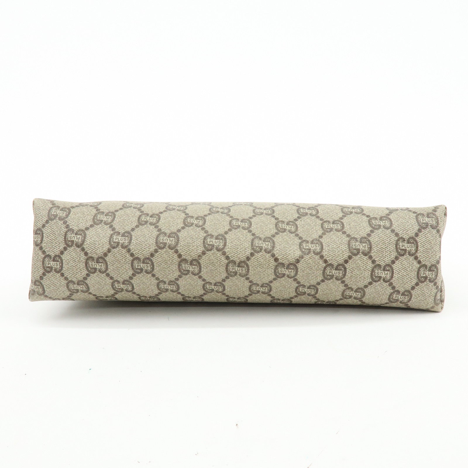 GUCCI Old GUCCI GG Plus Leather Clutch Bag Pouch Beige Brown