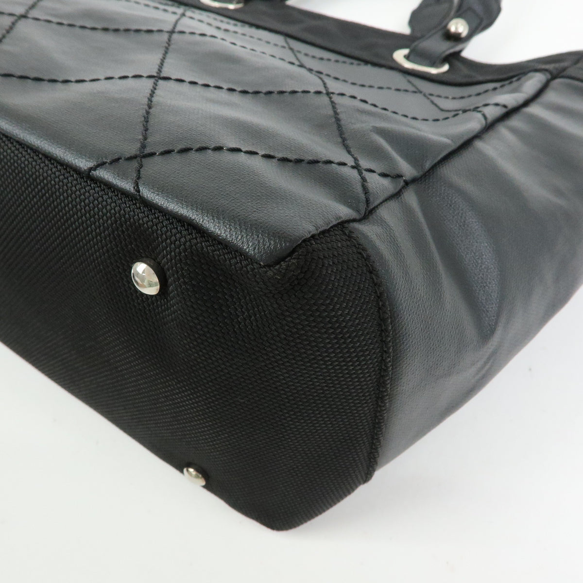 CHANEL Paris Biarritz MM PVC Leather Tote Bag Hand Bag Black A34209