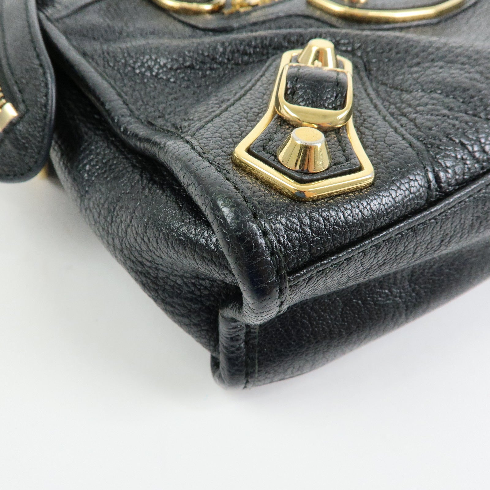 BALENCIAGA Classic Mini City Leather 2Way Bag Hand Bag Black 390160