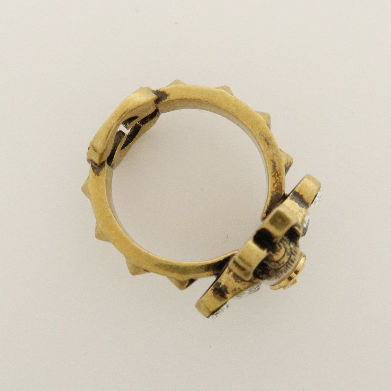 GUCCI Interlocking G Bee Metal Rhinestone Imitation Pearl Ring XS
