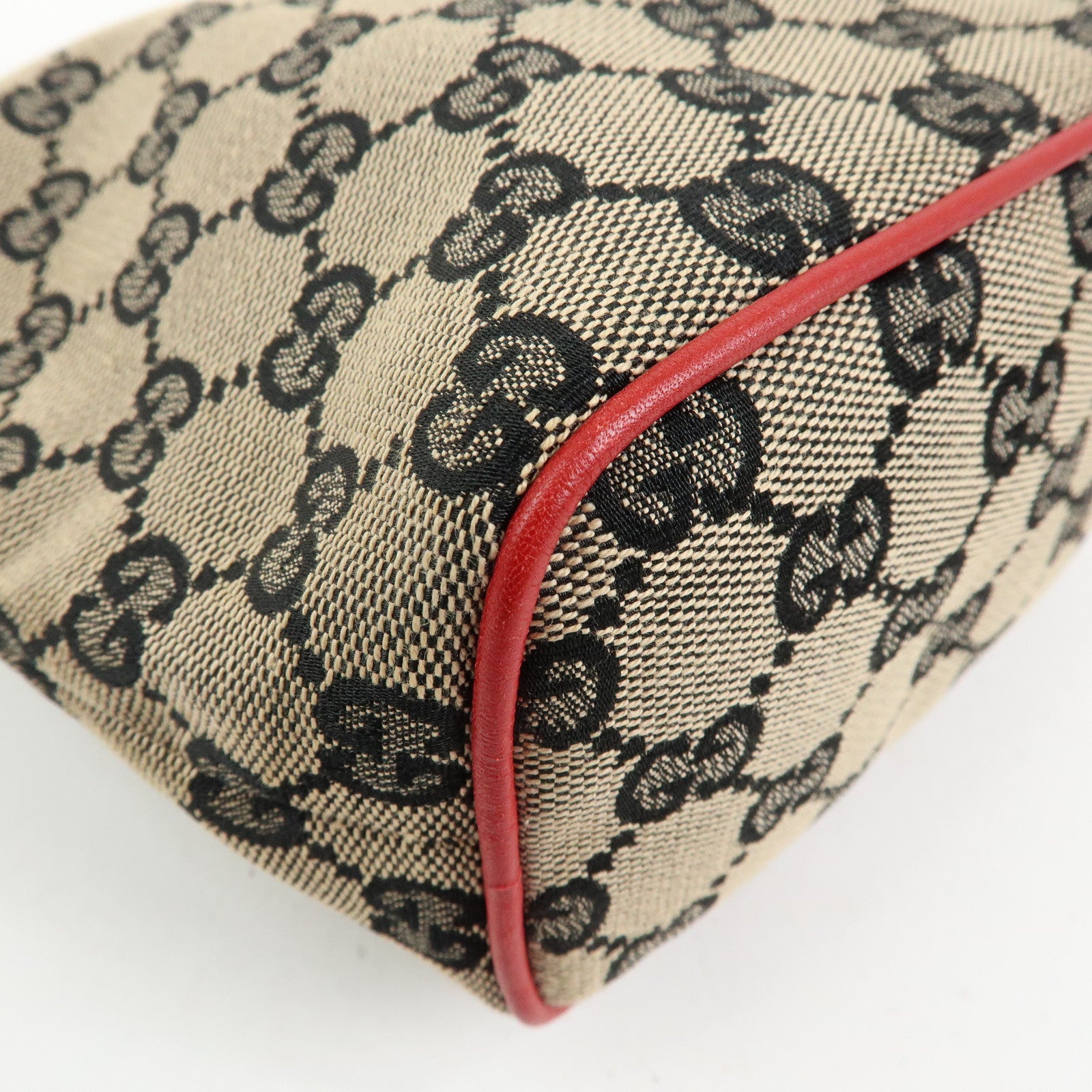 GUCCI GG Canvas Leather Vanity Accessory Pochette Mini Pouch 0391147