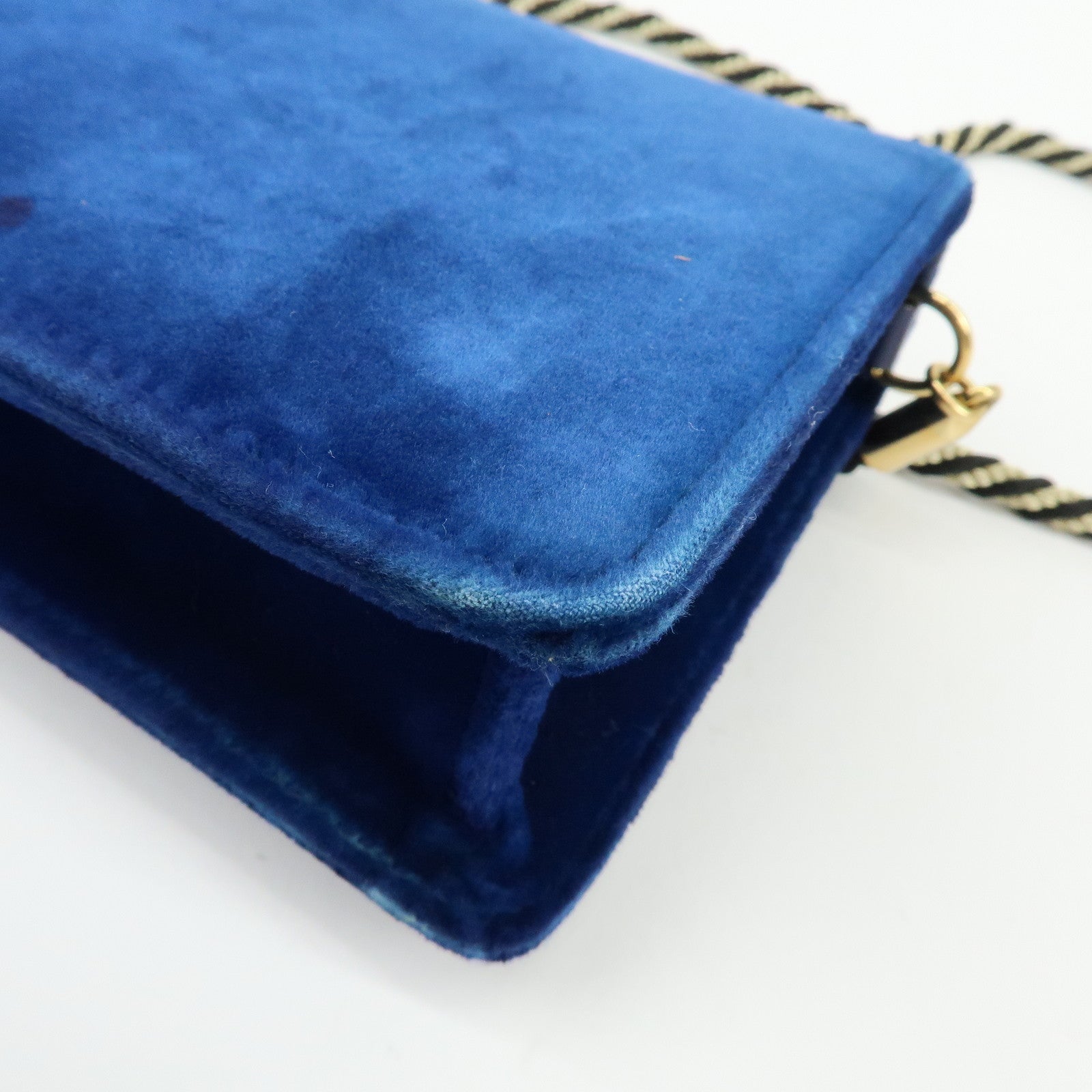 GUCCI Broadway Velvet Shoulder Bag Crossbody Bag Bijou Logo Navy 544242