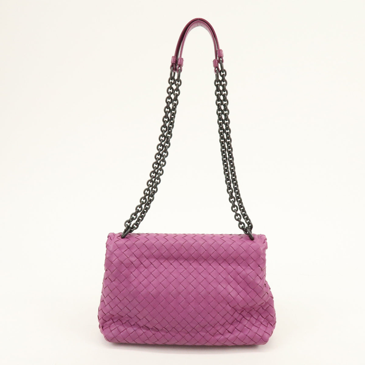 BOTTEGA VENETA Intrecciato Leather Chain Shoulder Bag Purple