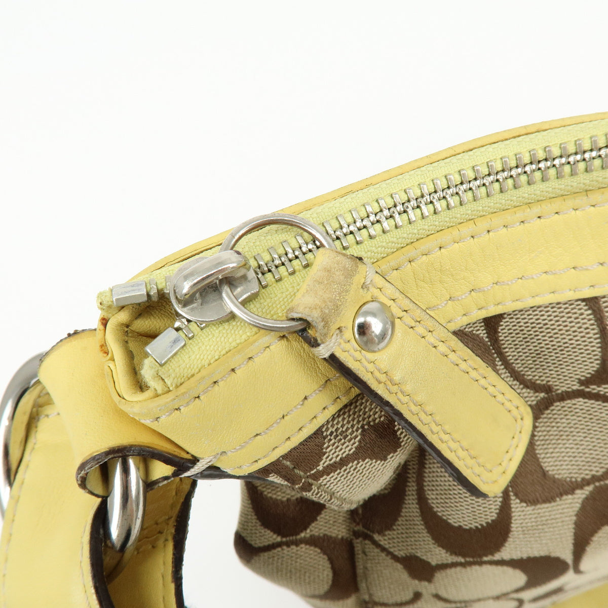 COACH Lot of 2 Signature Canvas Leather Shoulder Bag Beige Pink