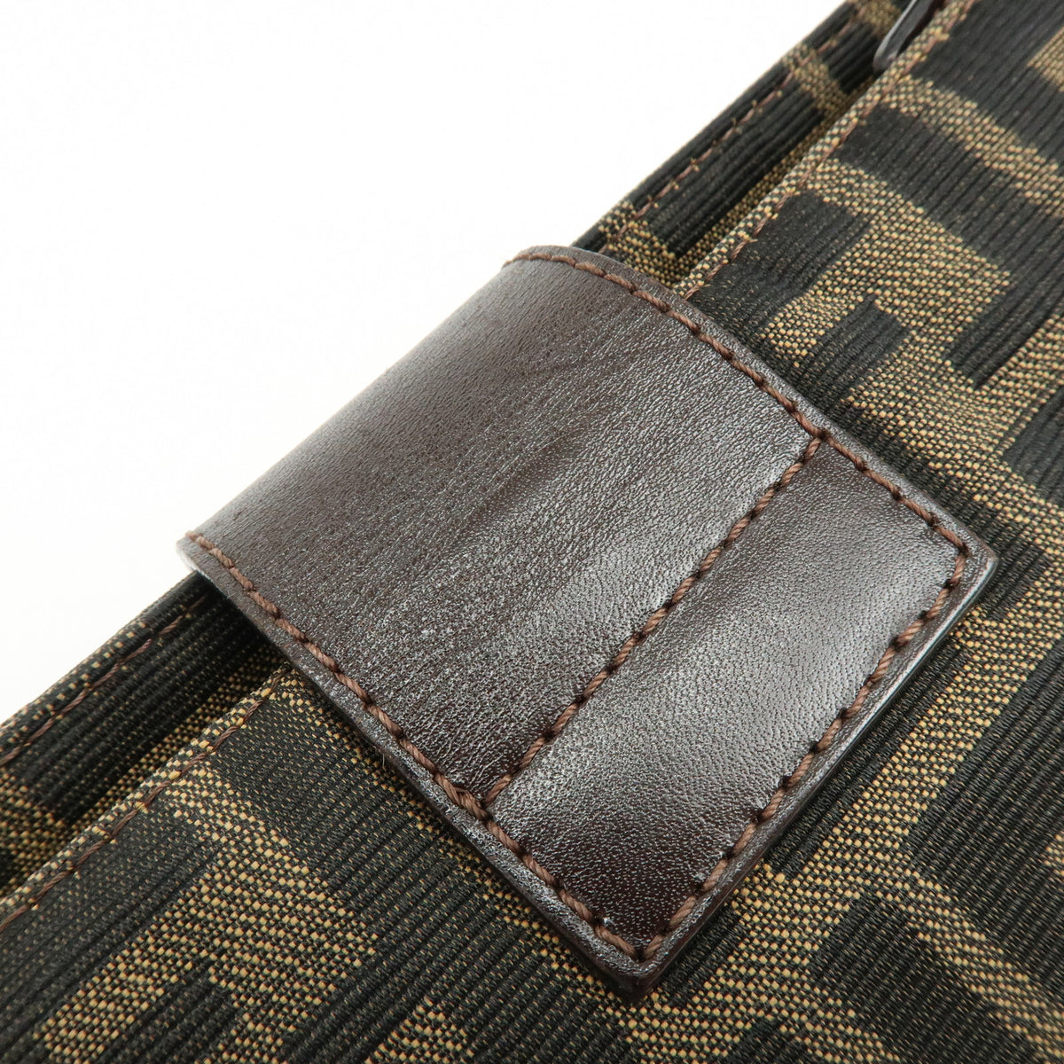 FENDI Zucca Canvas Leather Shoulder Bag Hand Bag Brown Black 26722