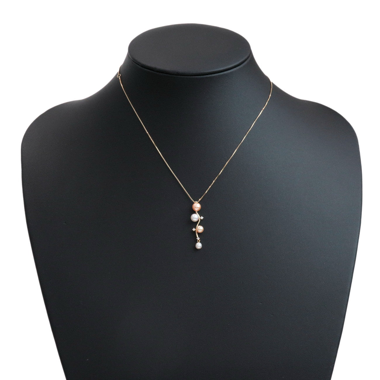 TASAKI Pearl Diamond Necklace 0.03ct K18 750YG Yellow Gold