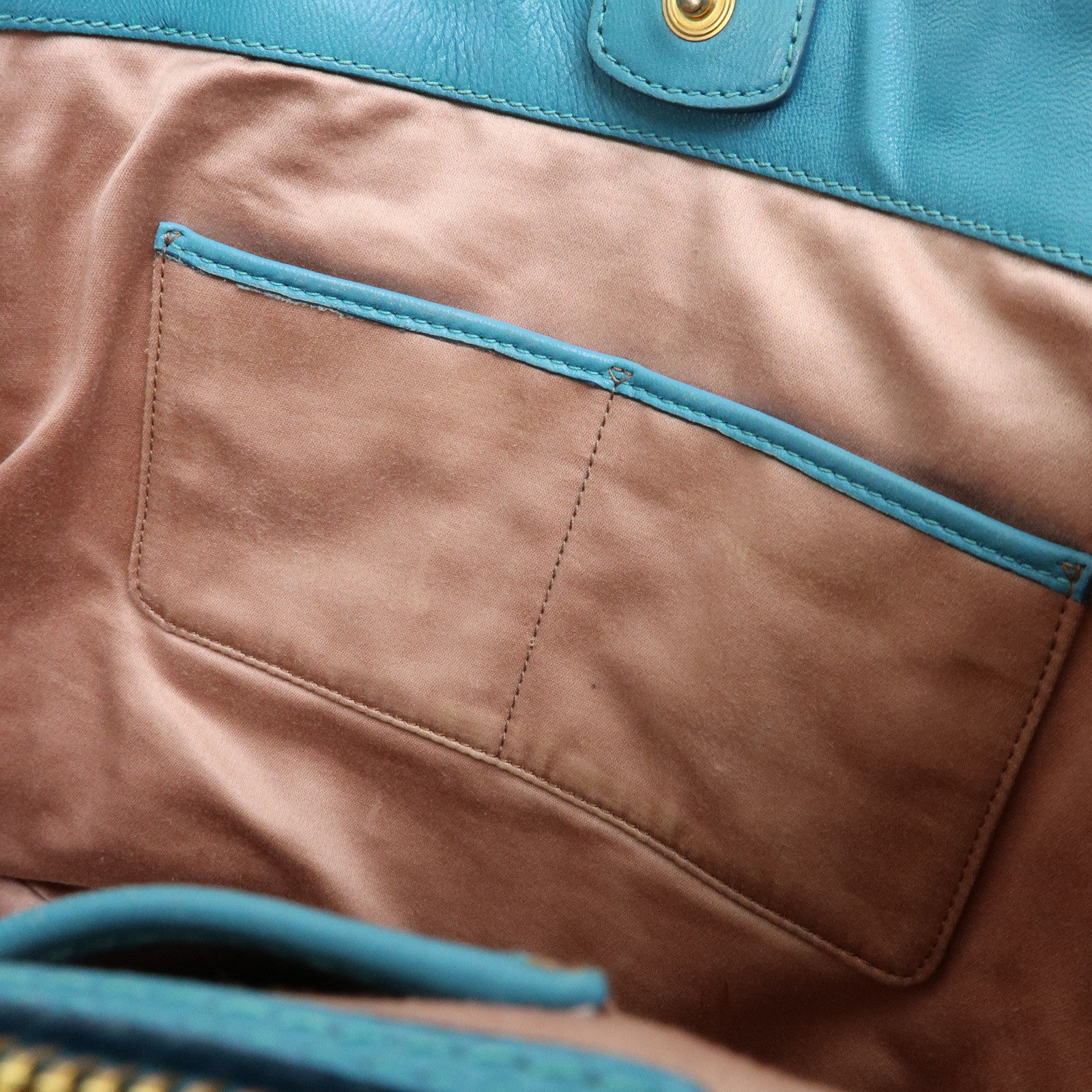 MIU MIU Matelasse Nappa Leather 2Way Bag Hand Shoulder Bag Blue RN0874
