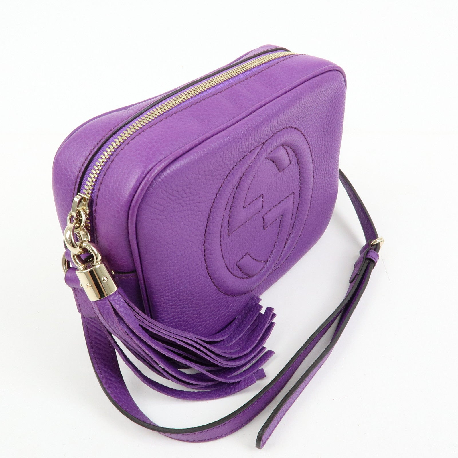 GUCCI SOHO Interlocking G Leahter Disco Bag Shoulder Bag Purple 308364