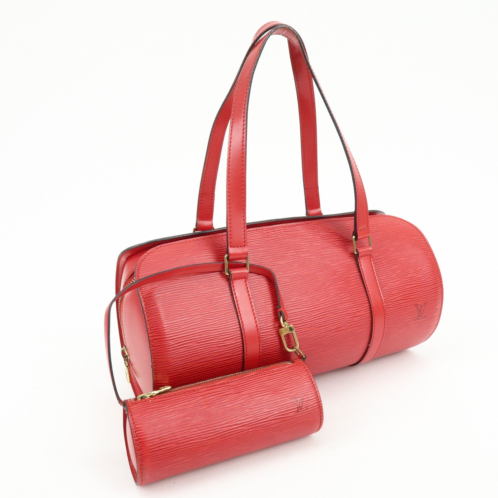 Louis Vuitton Epi Soufflot with Pouch Hand Bag Castilian Red M52227