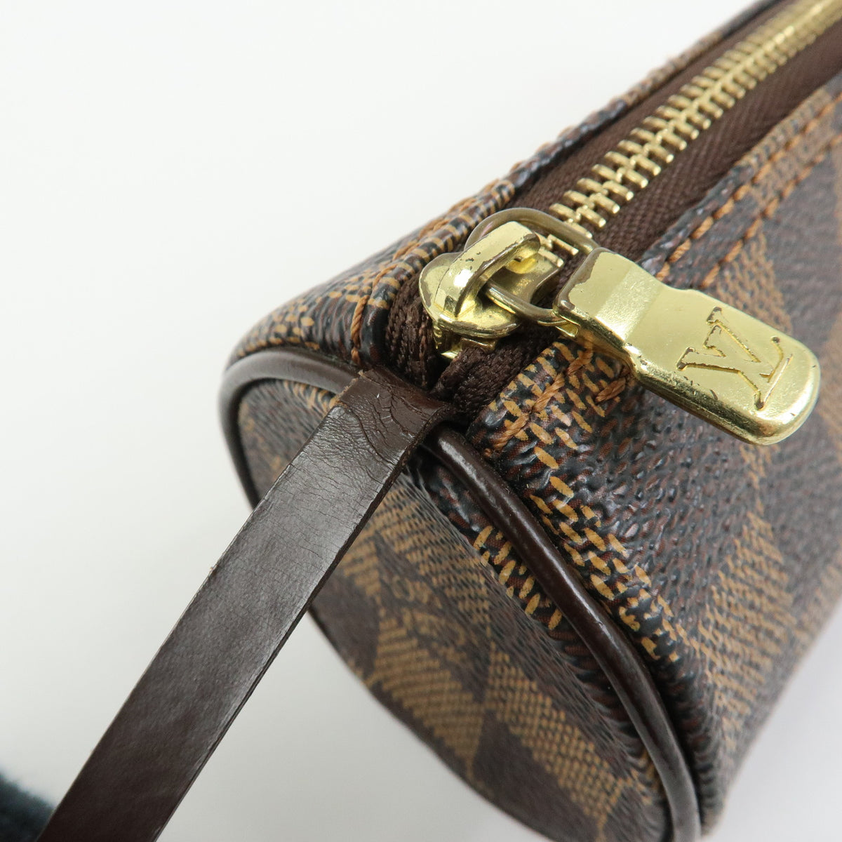 Louis Vuitton Damier Canvas Leather Mini Pouch for Papillon Bag Brown
