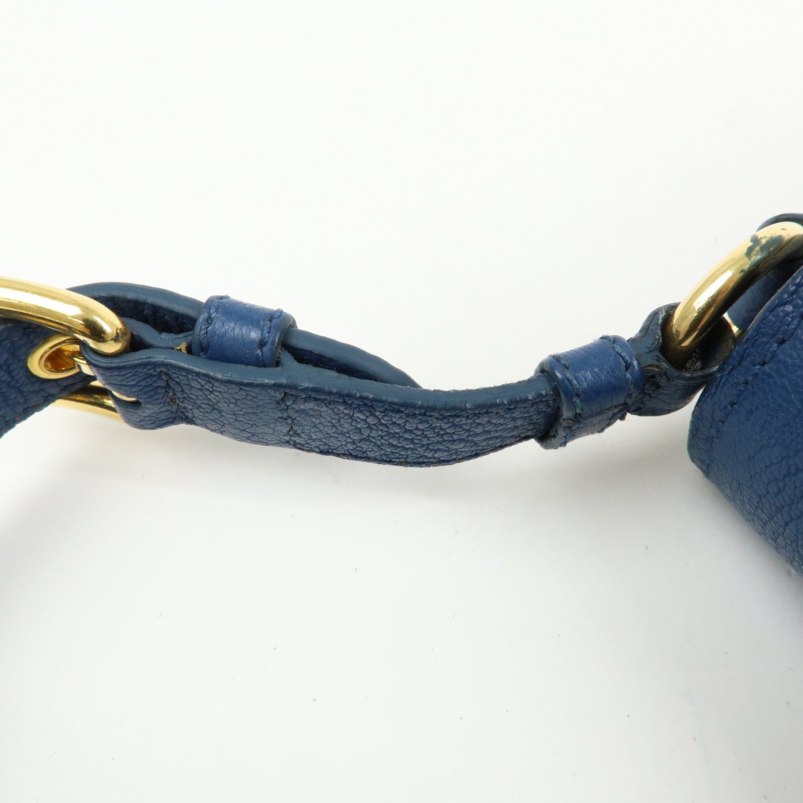 MIU MIU Madras Leather Shoulder Bag Hand Bag Blue