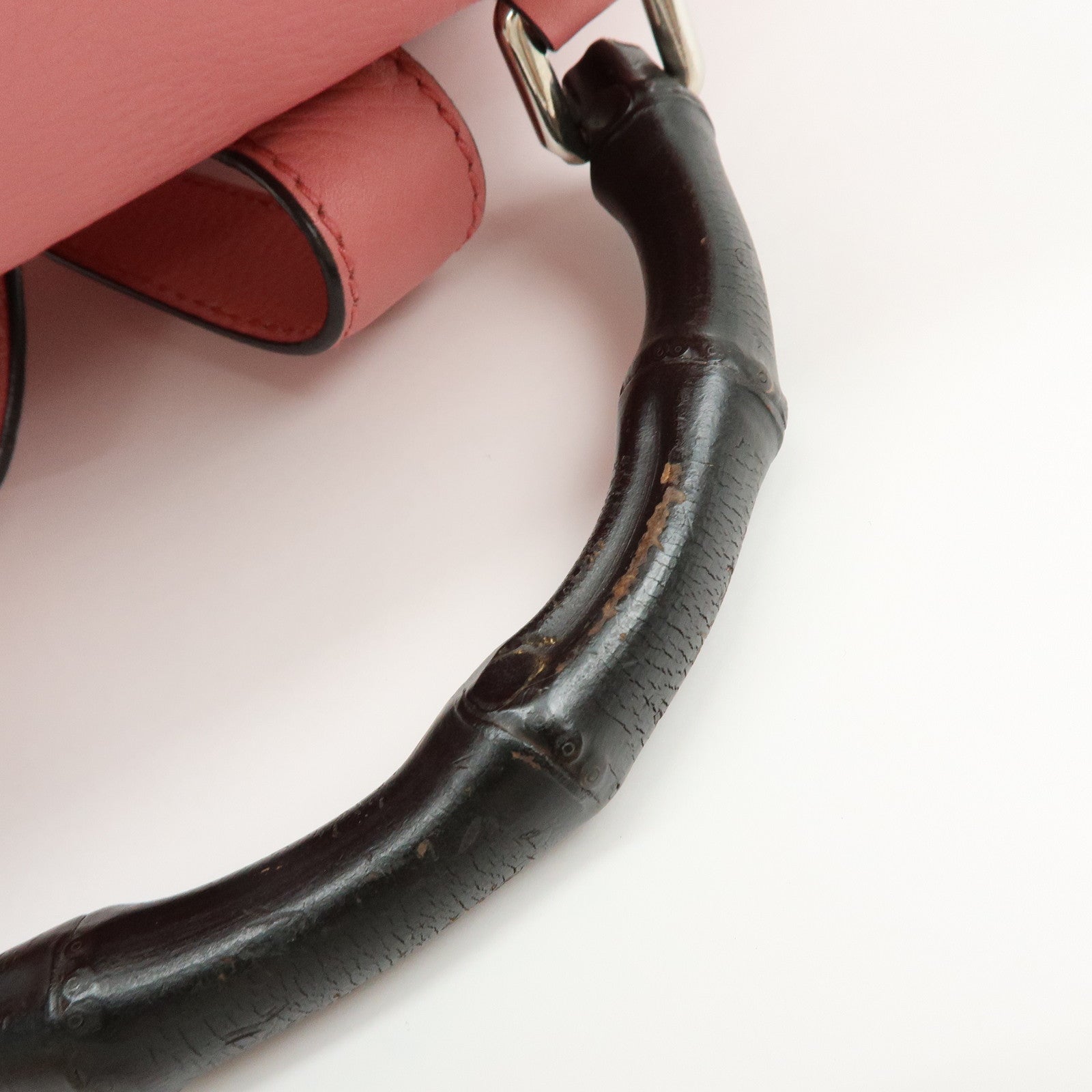 GUCCI Bamboo Tassel Leather Backpack Rucksack Pink 370833