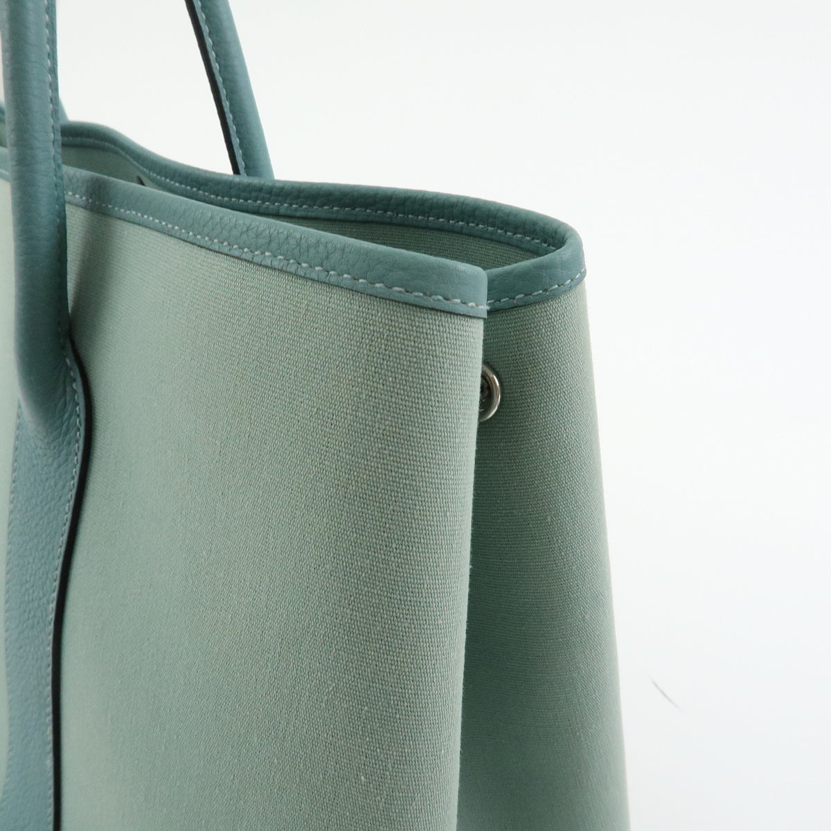 HERMES Garden Party PM Toile Officier N Stamped Tote Bag Sage Green