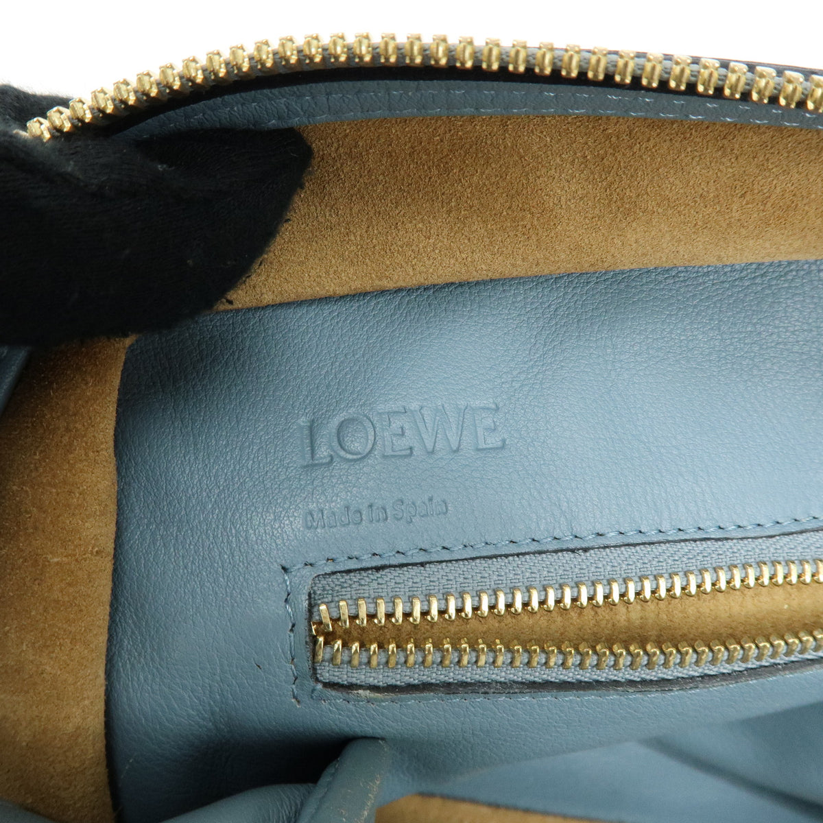 LOEWE Anagram Amazona 36 Leather 2Way Hand Bag Boston Bag Blue