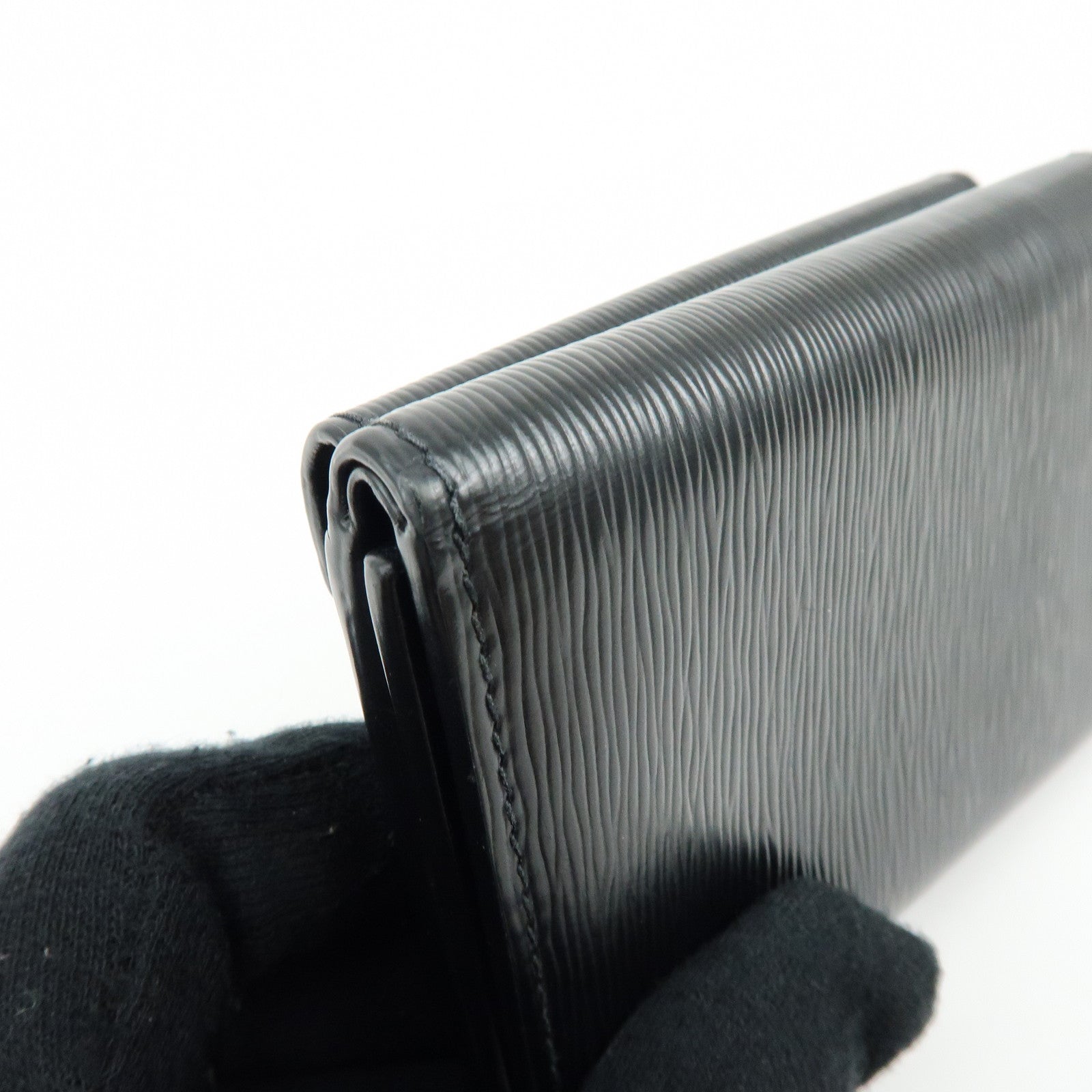 PRADA Vitello Move Leather Tri-fold Compact Wallet Black 1MH021