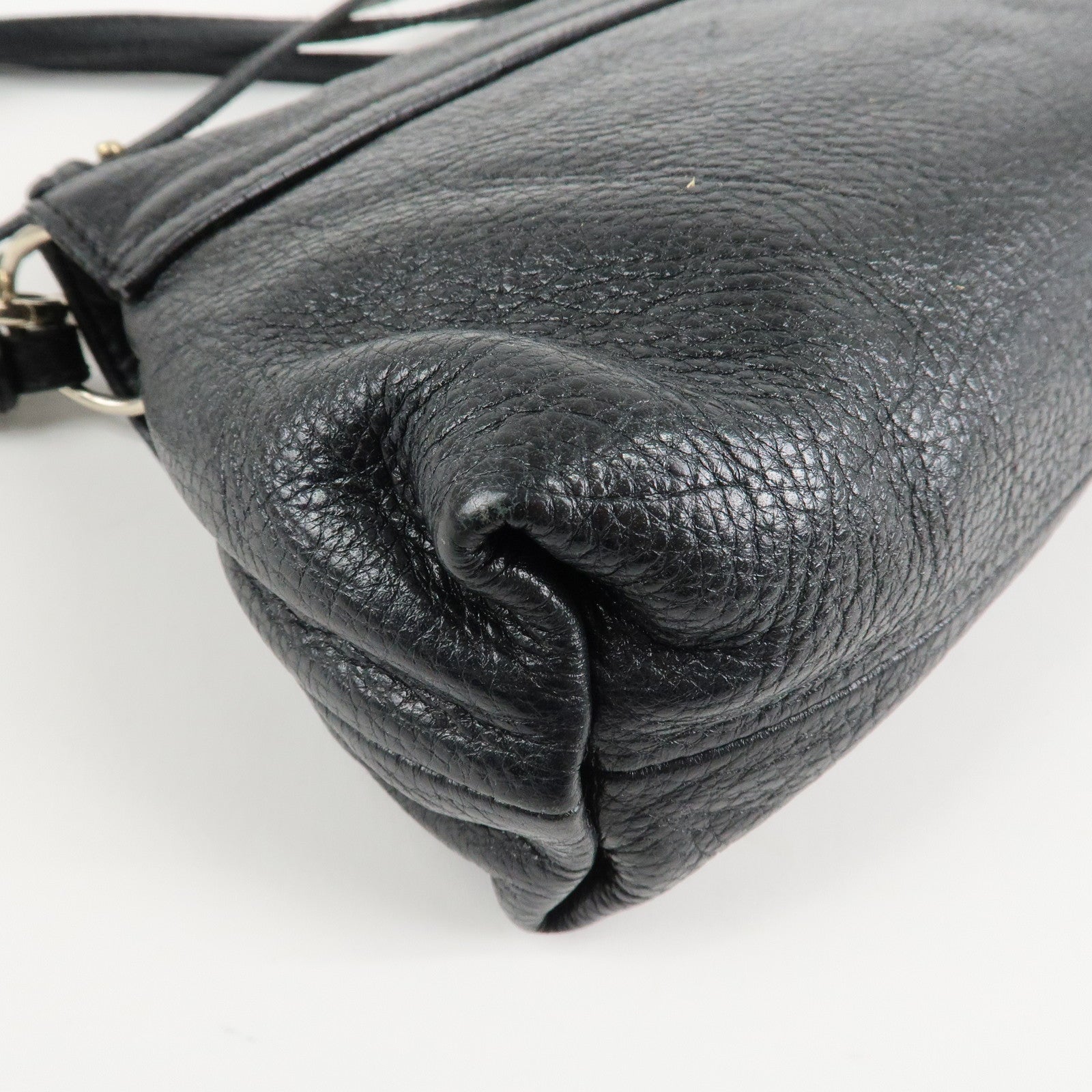 Chloe Lily Metal Ribbon Leather 2Way Shoulder Bag Hand Bag Black Used