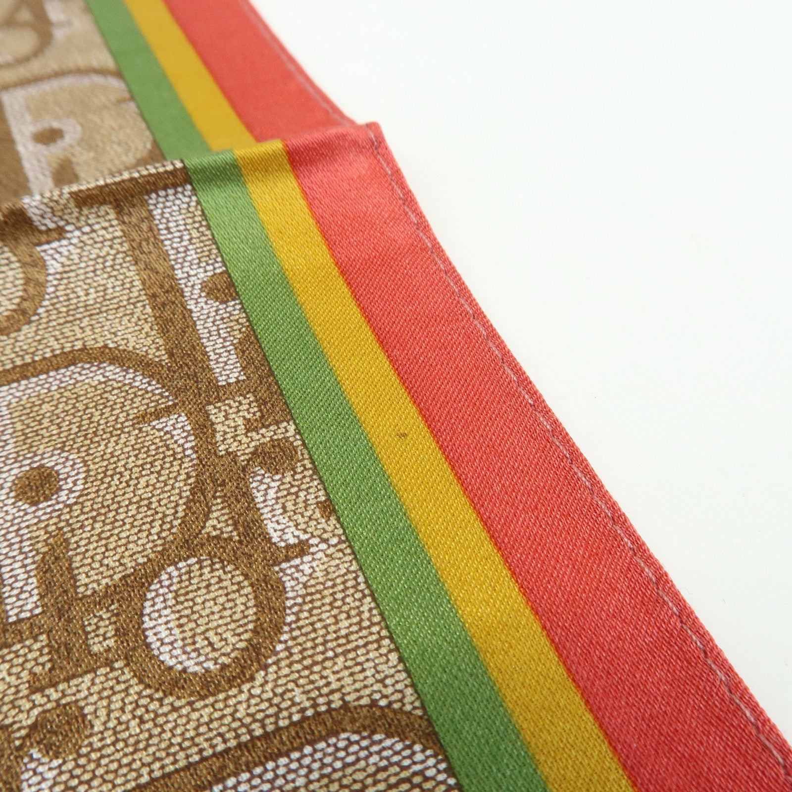 Christian Dior Rasta Trotter Logo Silk Cotton Scarf Beige Red