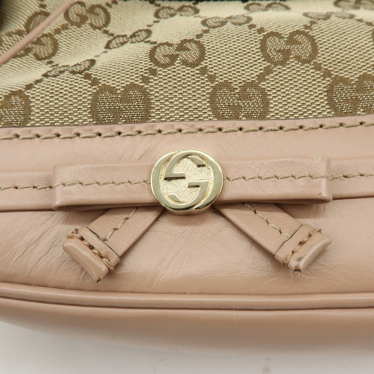 GUCCI Mayfair GG Canvas Leather Hand Bag Shoulder Bag Beige Pink 569893