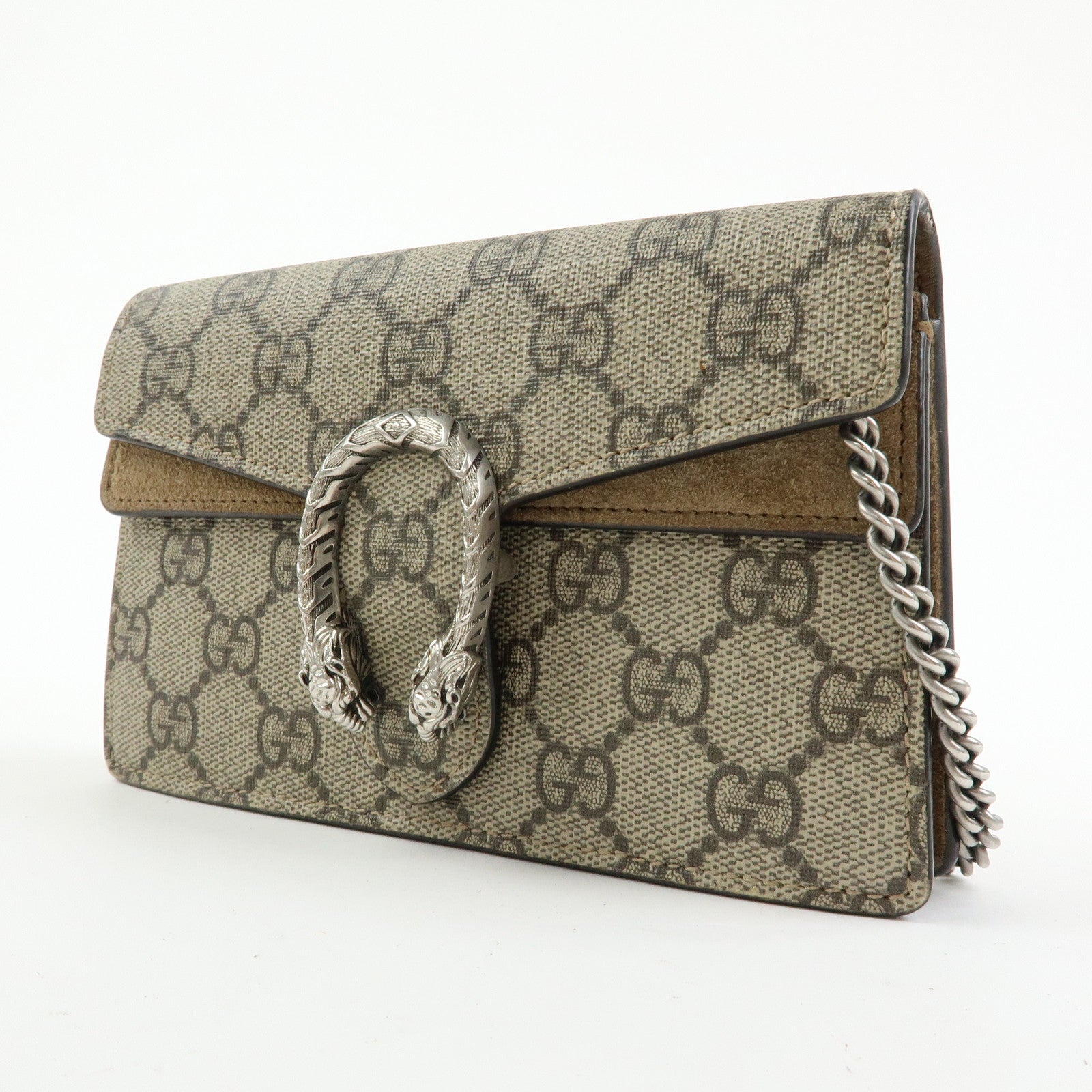 GUCCI Dionysus Super Mini Bag Leather Chain Shoulder Bag Beige 476432