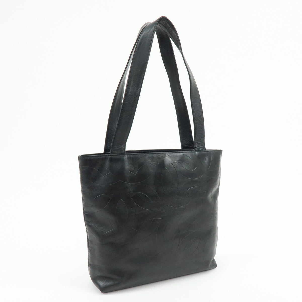 CHANEL COCO Mark Lamb Skin Tote Bag Shoulder Bag Black