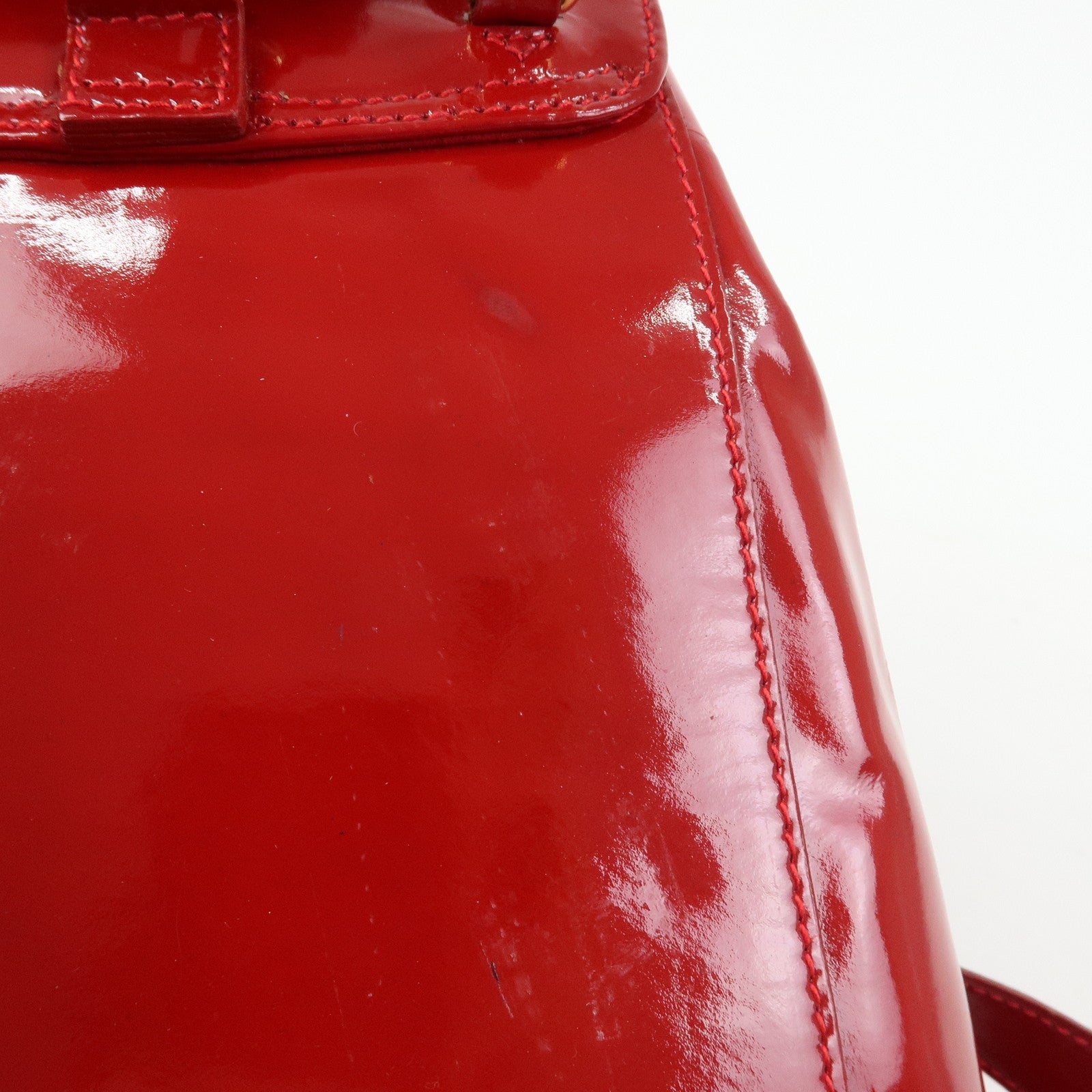 GUCCI Bamboo Patent Leather Backpack Rucksack Red 003・1705・0030