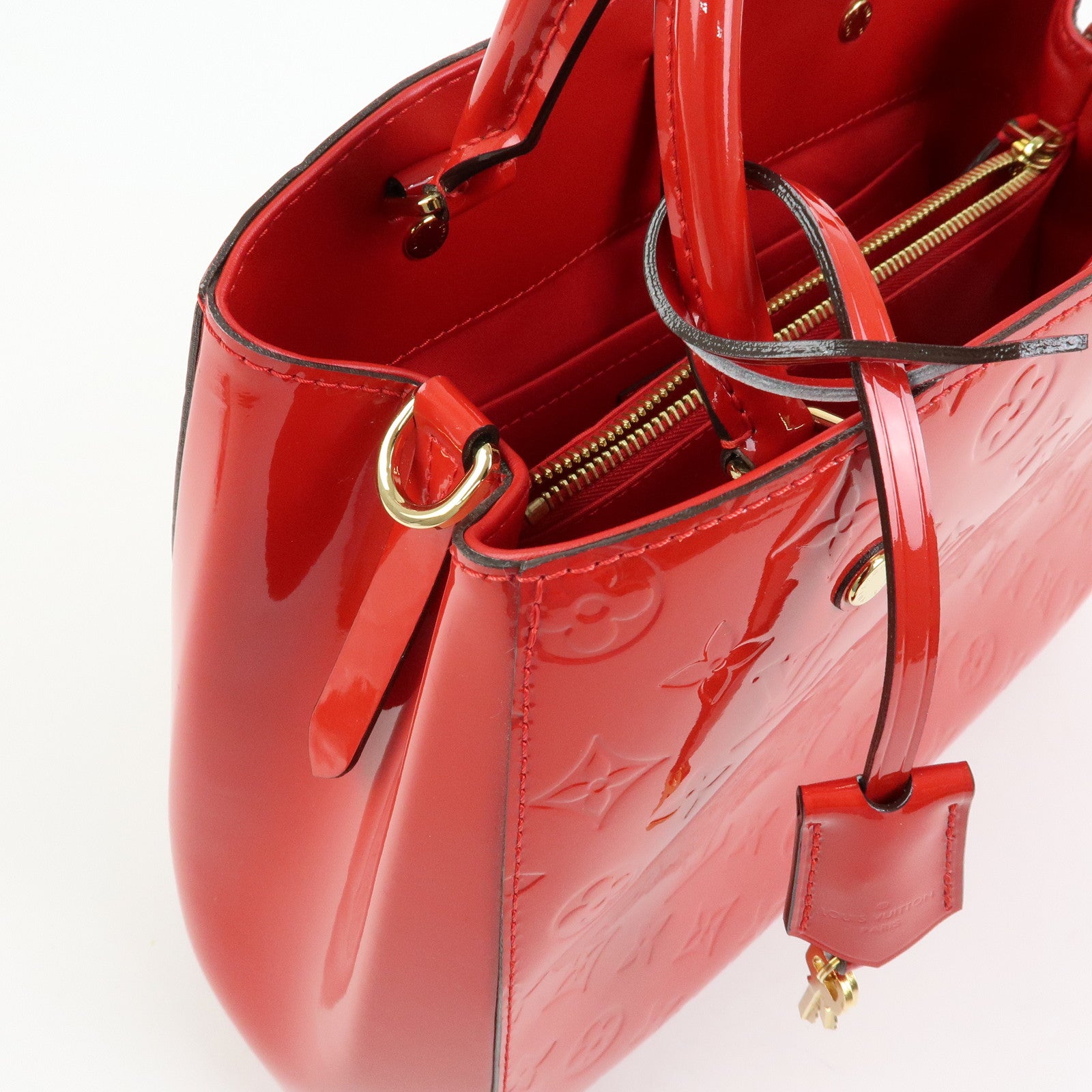 Louis Vuitton Monogram Vernis Montaigne MM 2Way Bag Cerise M50167