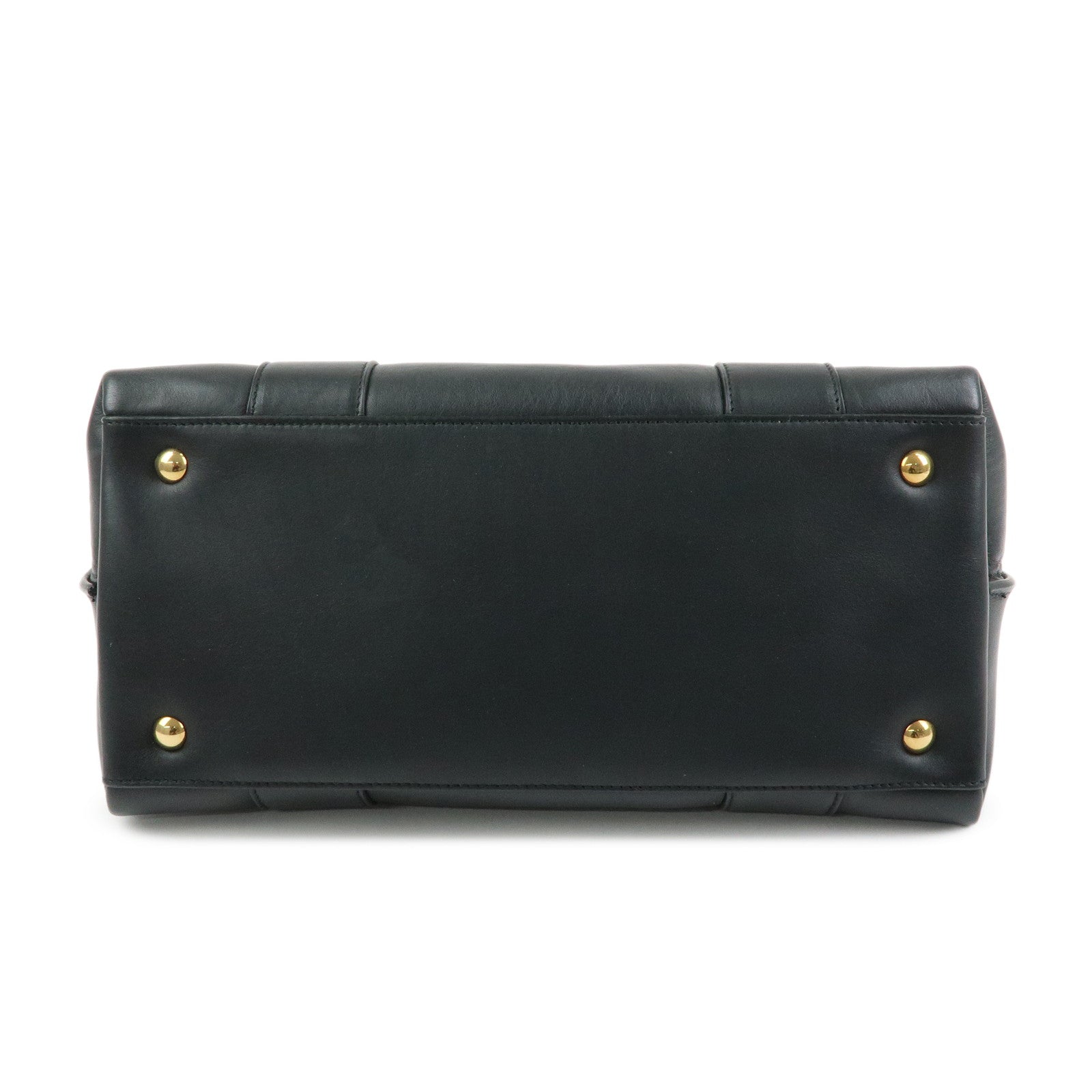 Ferragamo Gancini Leather 2Way Bag Hand Bag Shoulder Bag Black