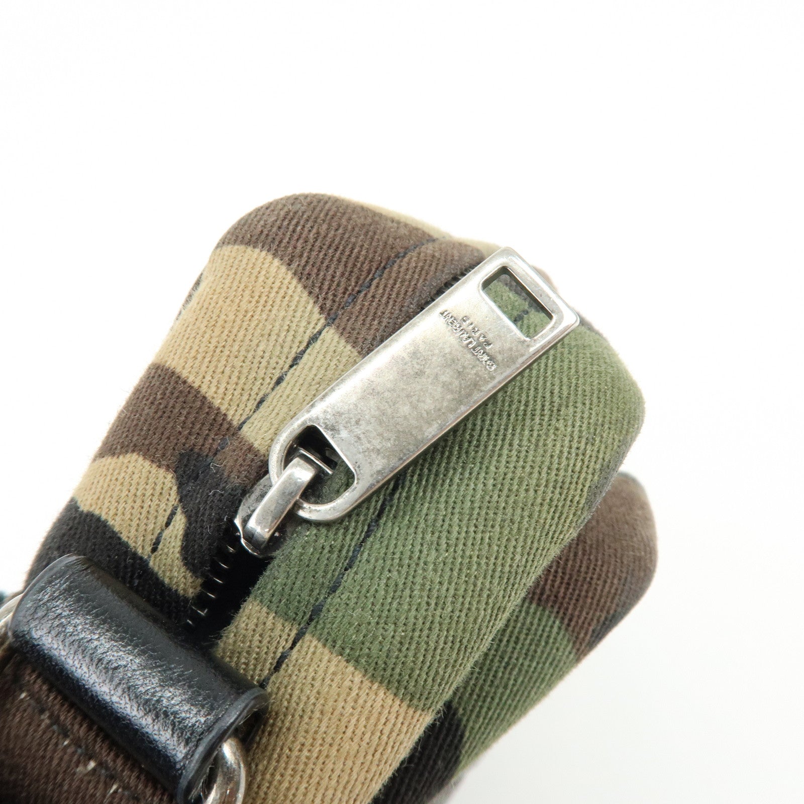 SAINT LAURENT PARIS Canvas Leather Shoulder Bag Camouflage 581700