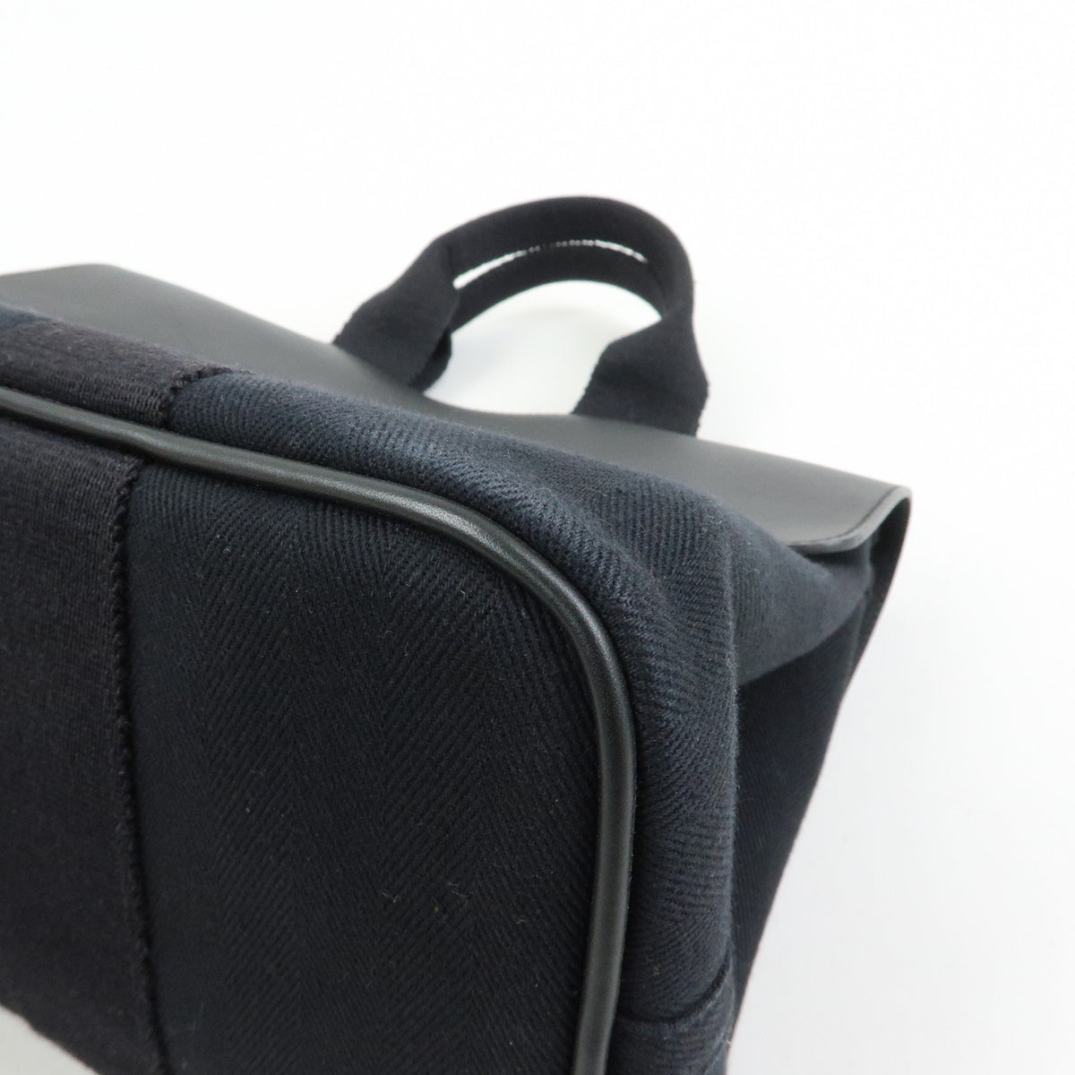 HERMES Valparaiso PM Toile Chevron Tote Bag Hand Bag Black