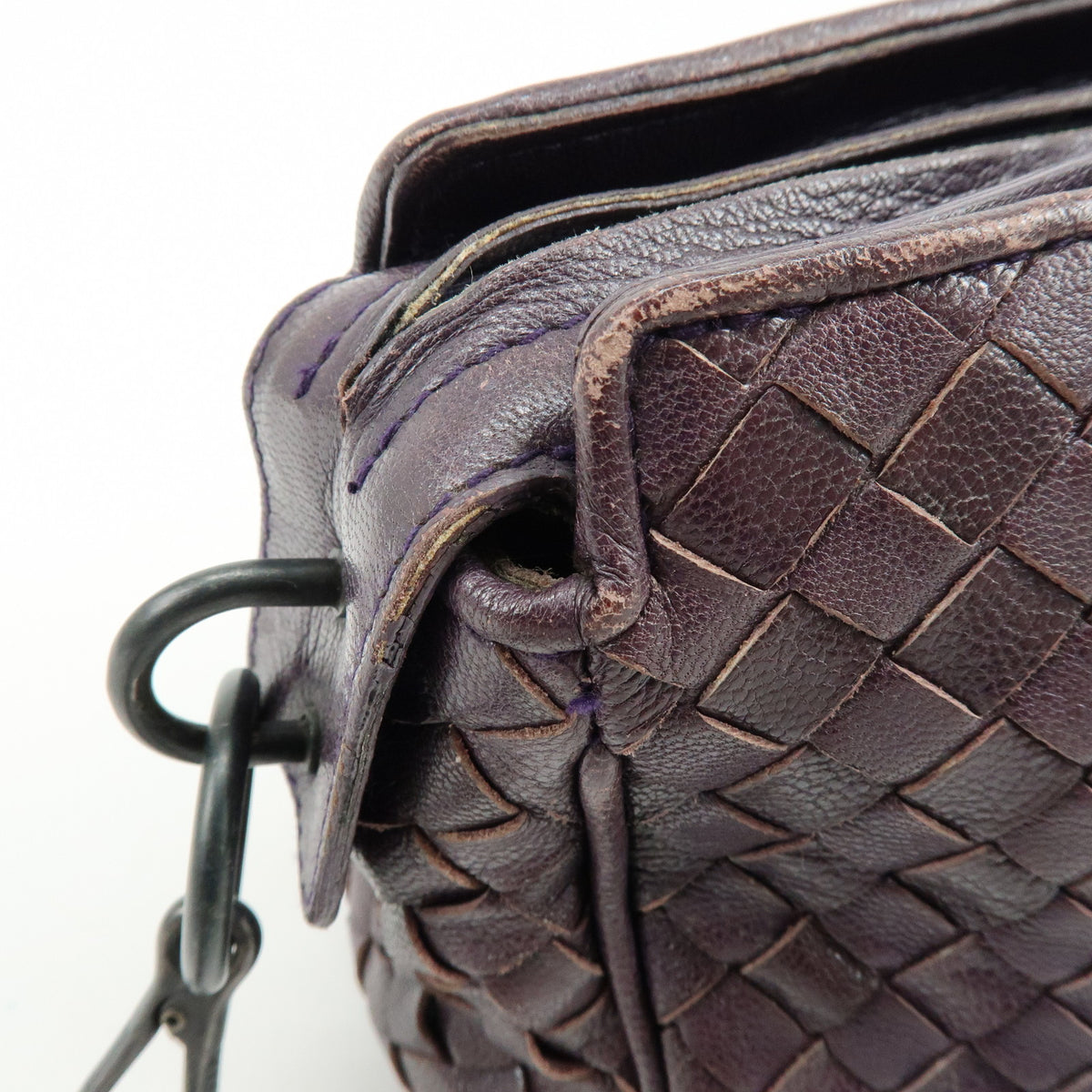 BOTTEGA VENETA Intrecciato Leather Shoulder Bag Crossbody Bag Purple