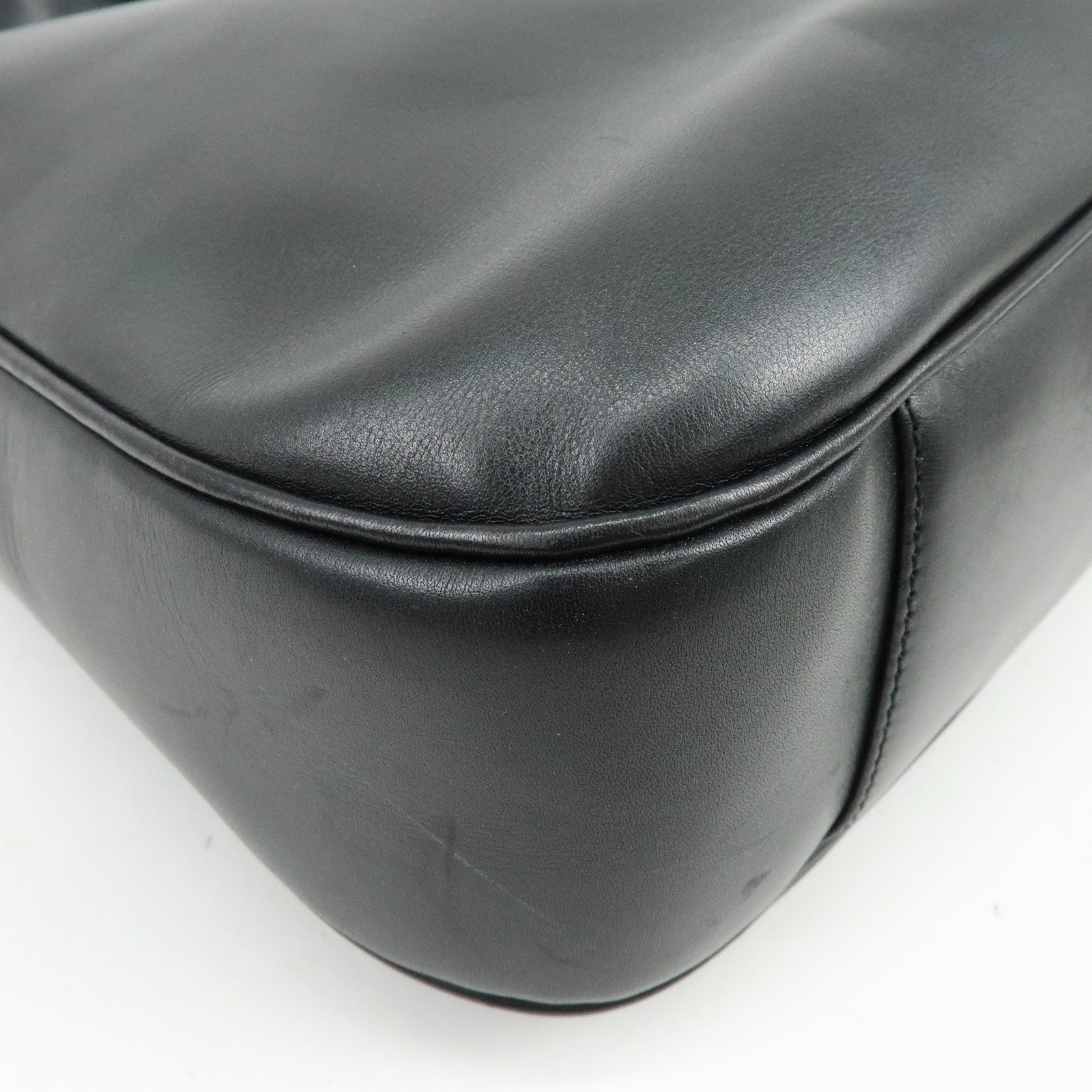 GUCCI Bamboo Leather 2Way Bag Shoulder Bag Hand Bag Black  0011577