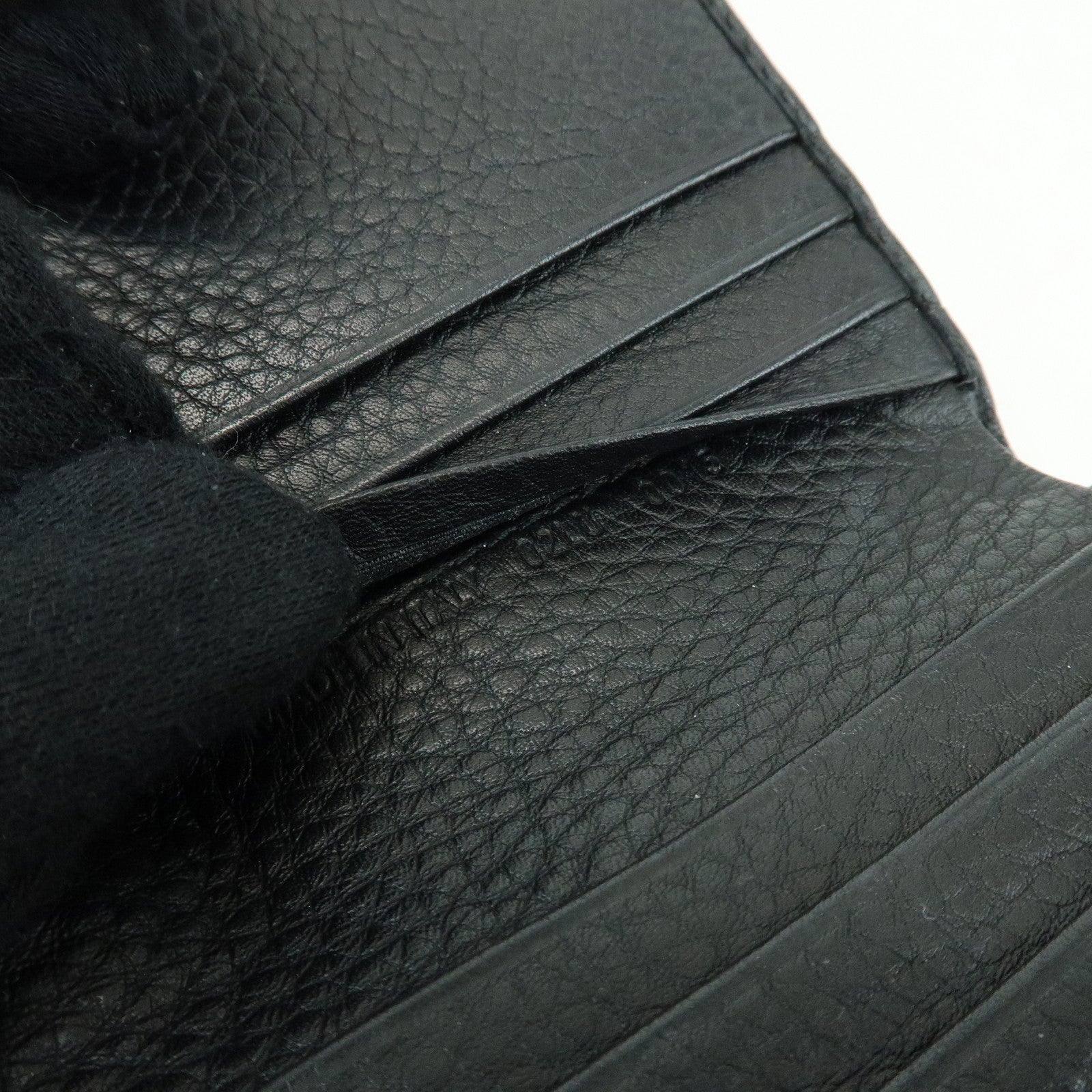 Christian Dior Cannage D Logo Leather Bi-fold Compact Wallet Black