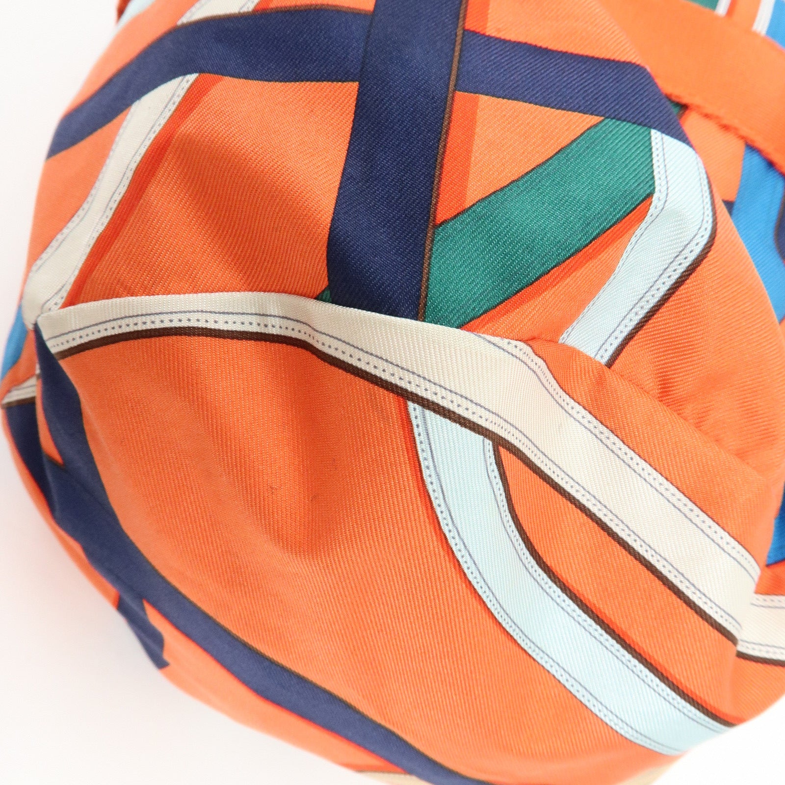 HERMES Airsilk Duffle 38 Silk Leather Shoulder Bag Hand Bag Orange