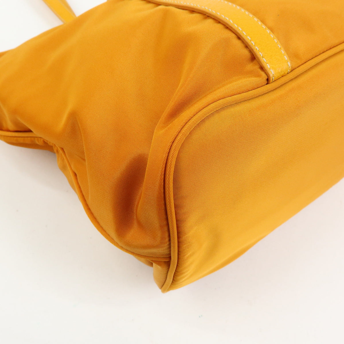 PRADA Triangle Logo Nylon Leather Tote Bag Shoulder Bag Orange BR4253