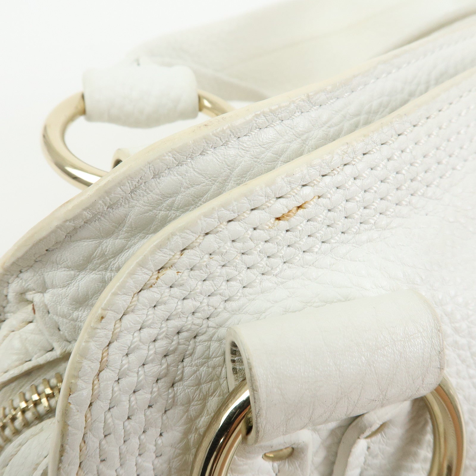 Celine Bittersweet Leather Shoulder Bag Hand Bag Hobo Bag White