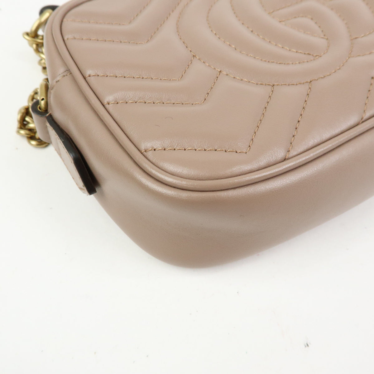 GUCCI GG Marmont Double G Leather Chain Shoulder Bag Pink 448065