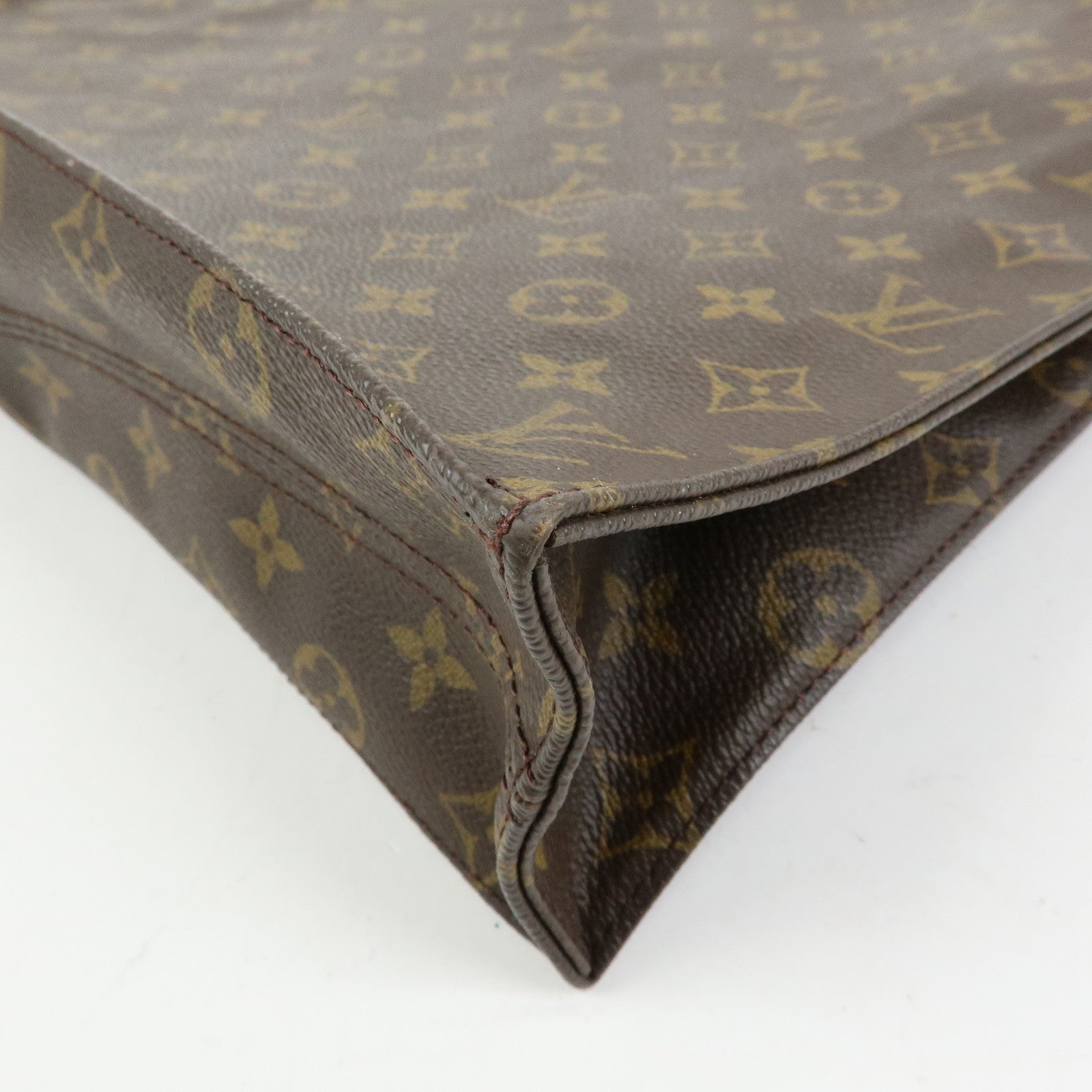 Louis Vuitton Monogram Sac Plat Tote Bag Hand Bag Brown M51140