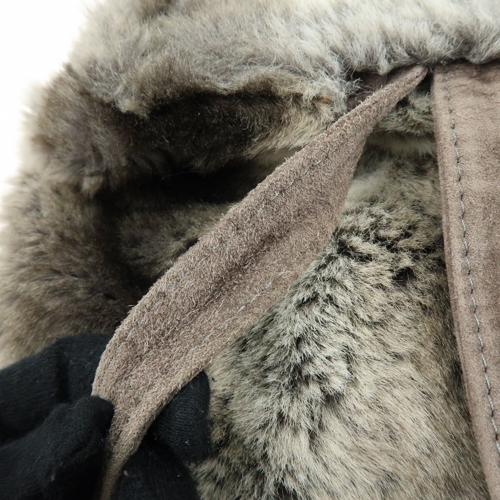 FENDI Zucca Mink like Fur Suede Backpack Rucksuck Gray