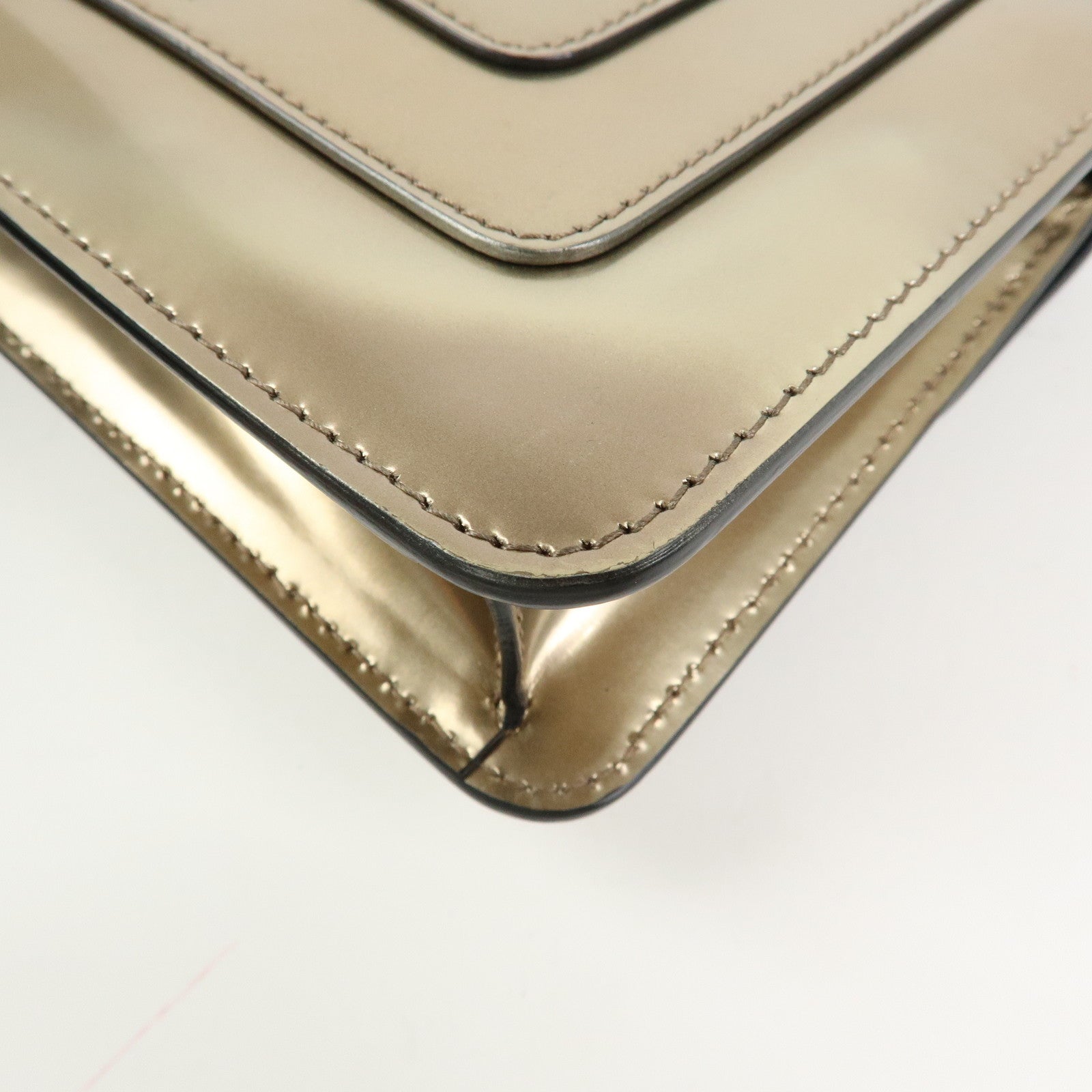 BVLGARI Serpenti Leather Forever Shoulder Crossbody Bag Gold Malachite