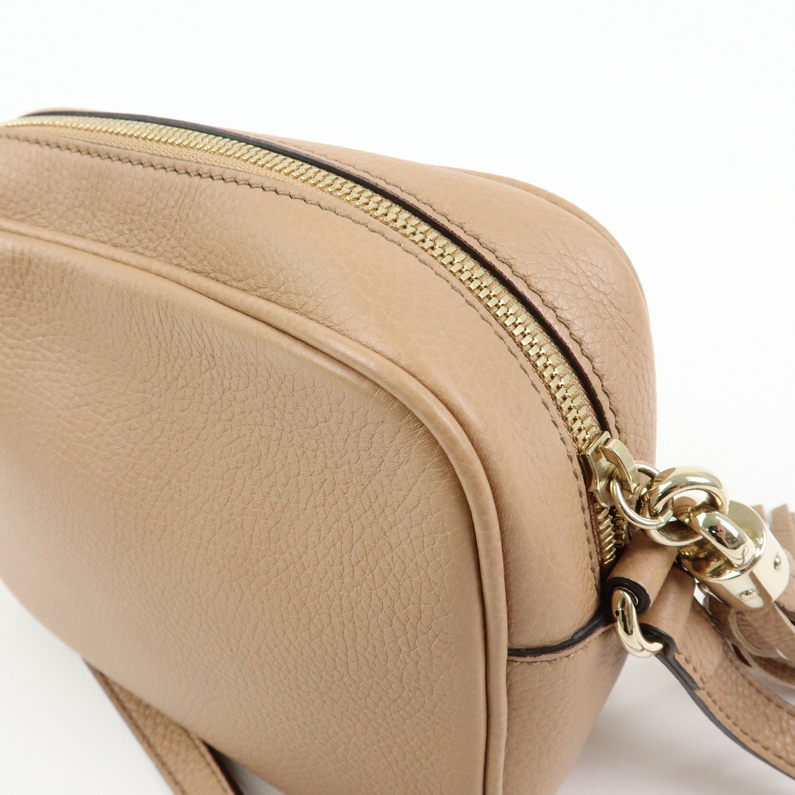 GUCCI SOHO Interlocking G Leather Small Disco Bag Beige 308364