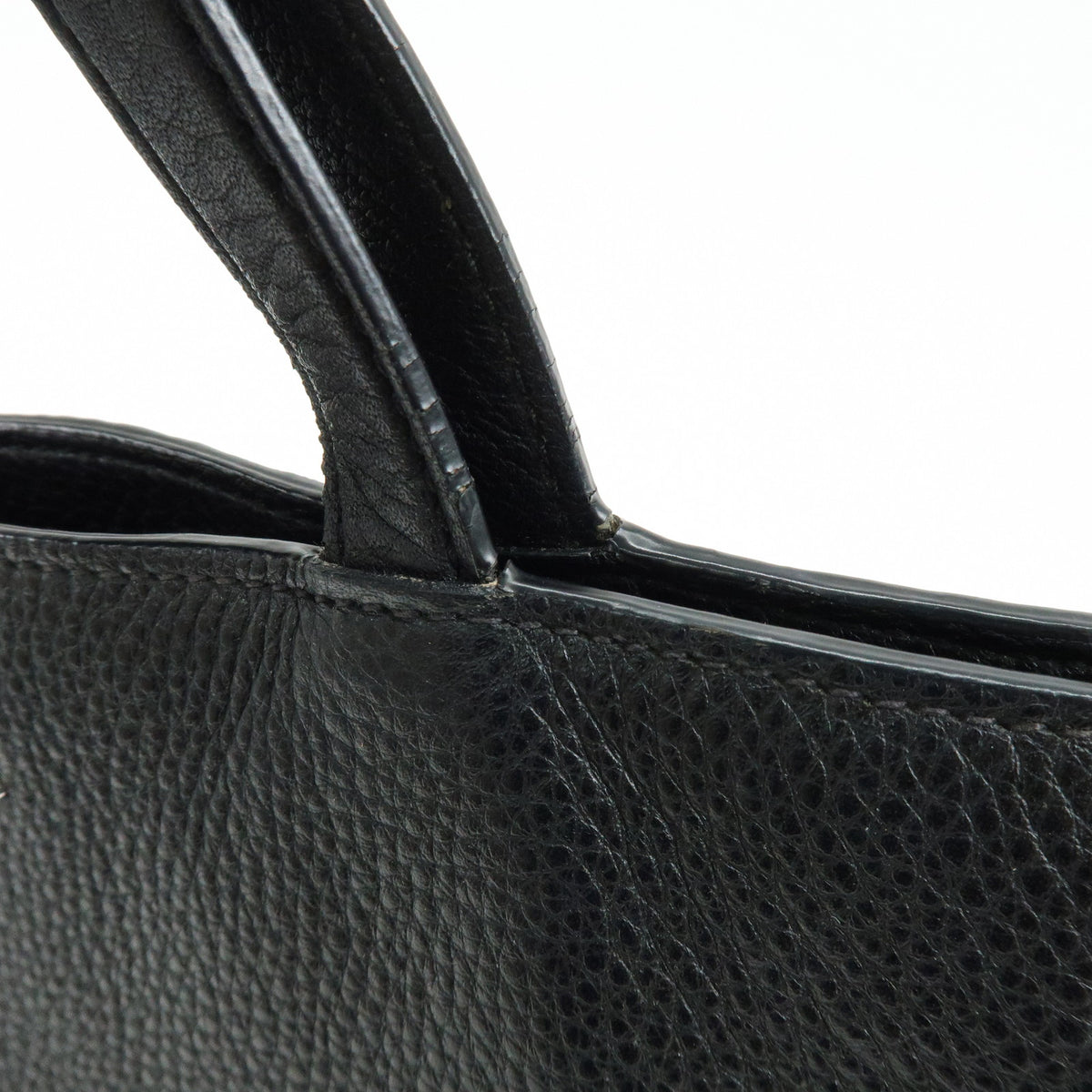 PRADA Logo Calf Leather Tote Bag Shoulder Bag Black