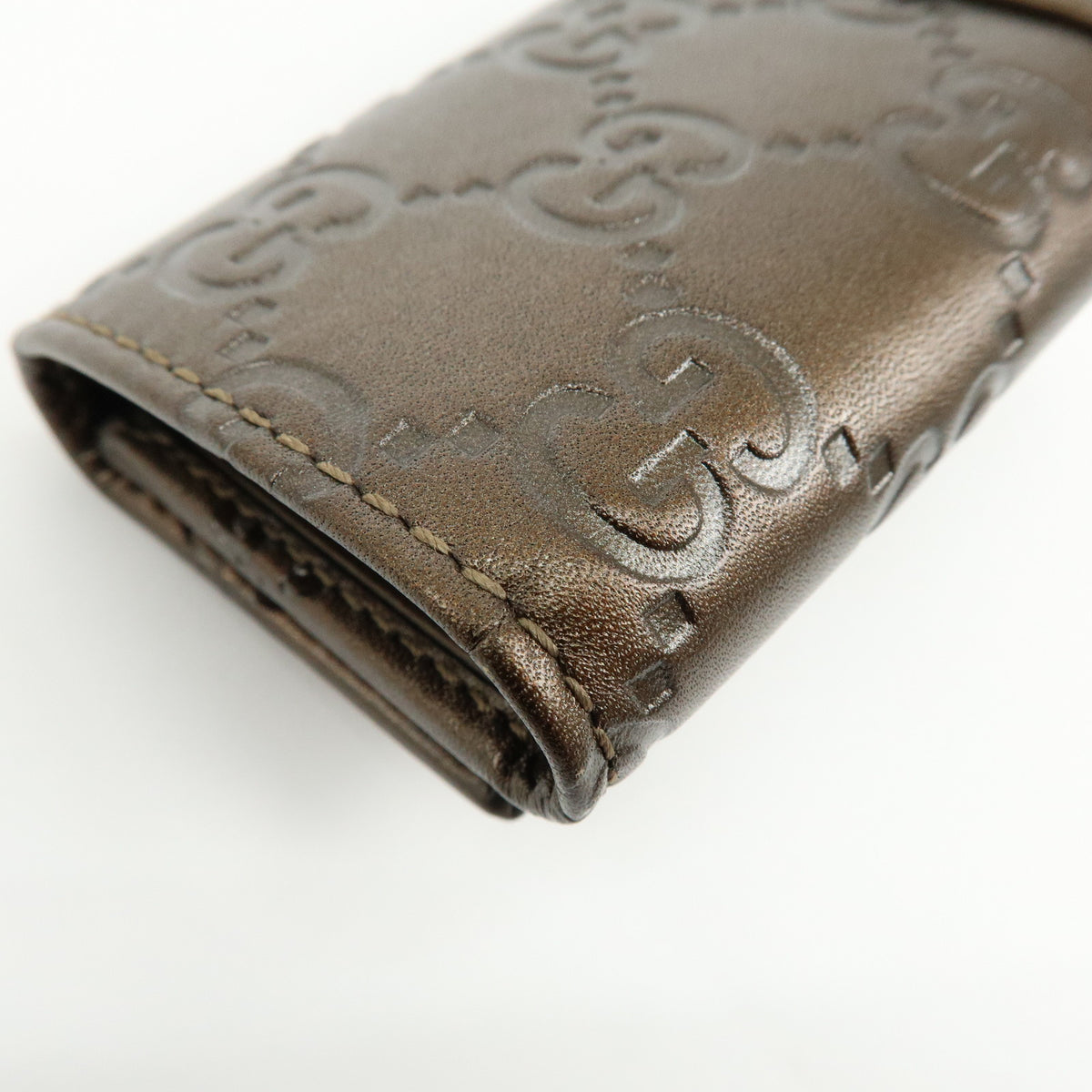GUCCI Heartbit Guccissima Leather 6 Ring Key Case Key Holder Bronze