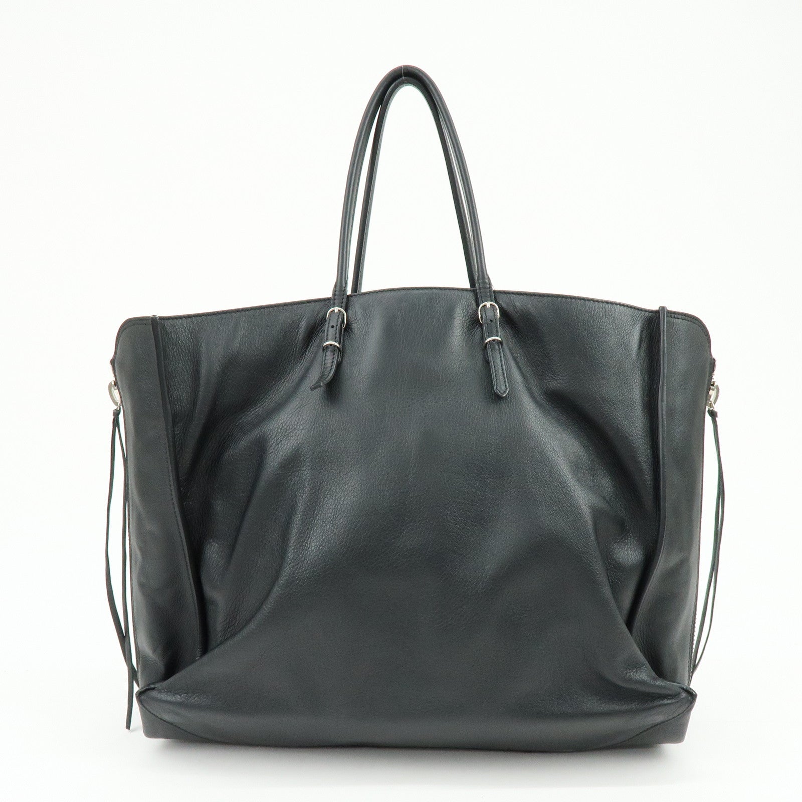 BALENCIAGA The Papier Leather Tote Shoulder Bag Black 236701